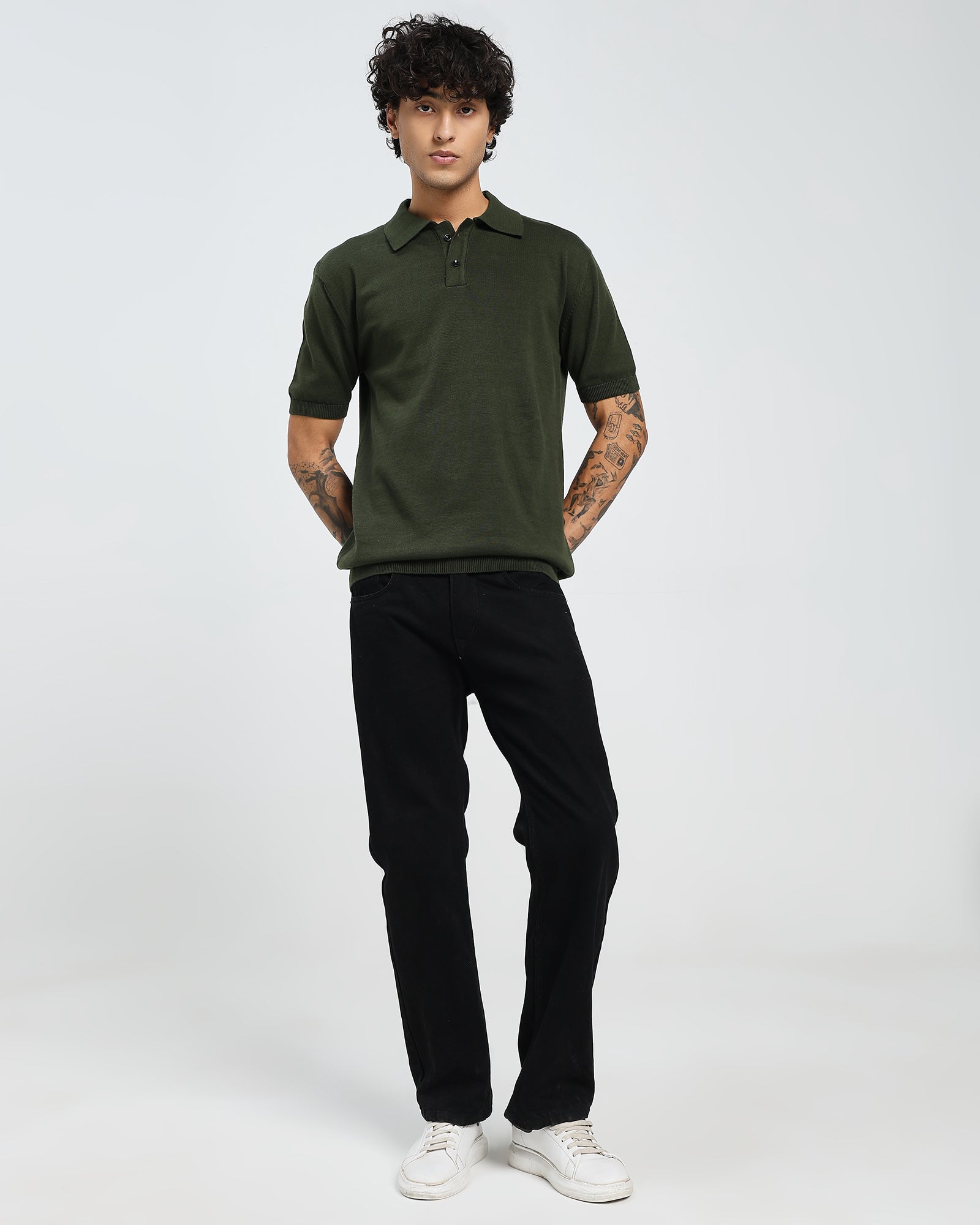 Pureweave Green Knit Polo – Half Sleeve