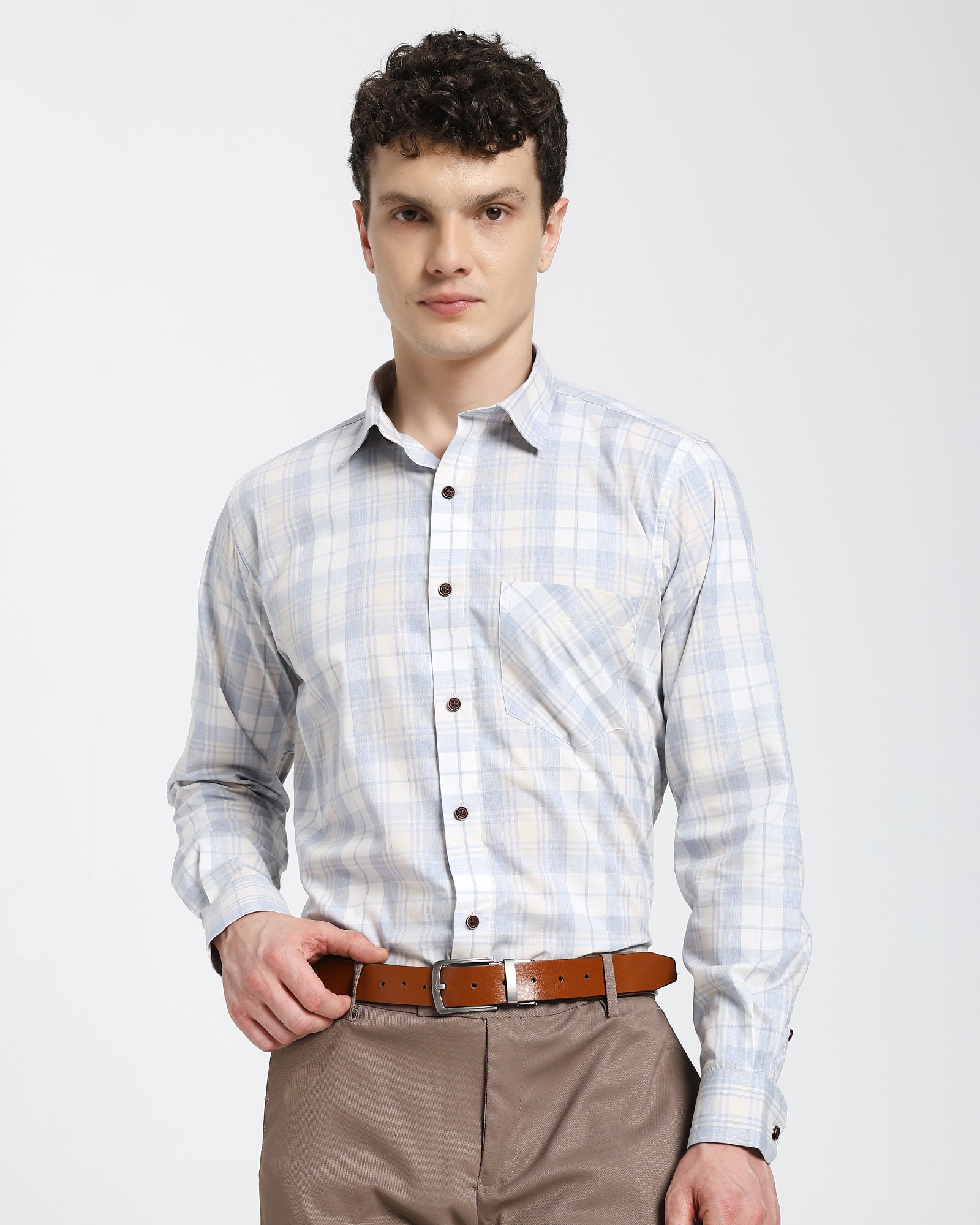 Checkered Shirt-Light Blue
