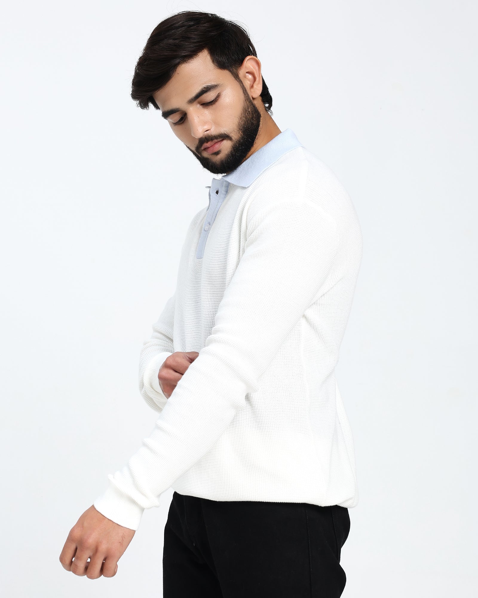 Surgelane Contrast Collar Knit Polo white
