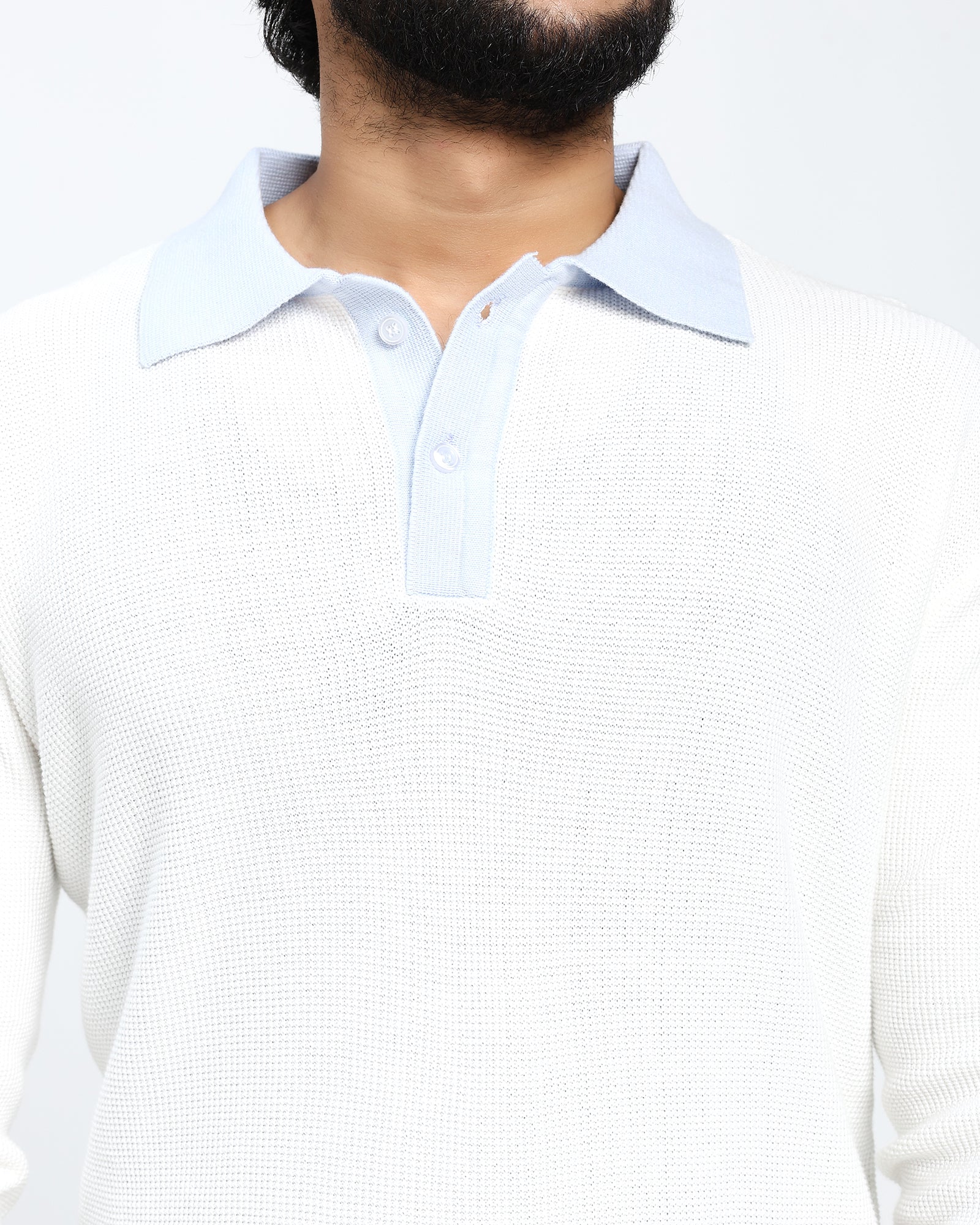 Surgelane Contrast Collar Knit Polo white