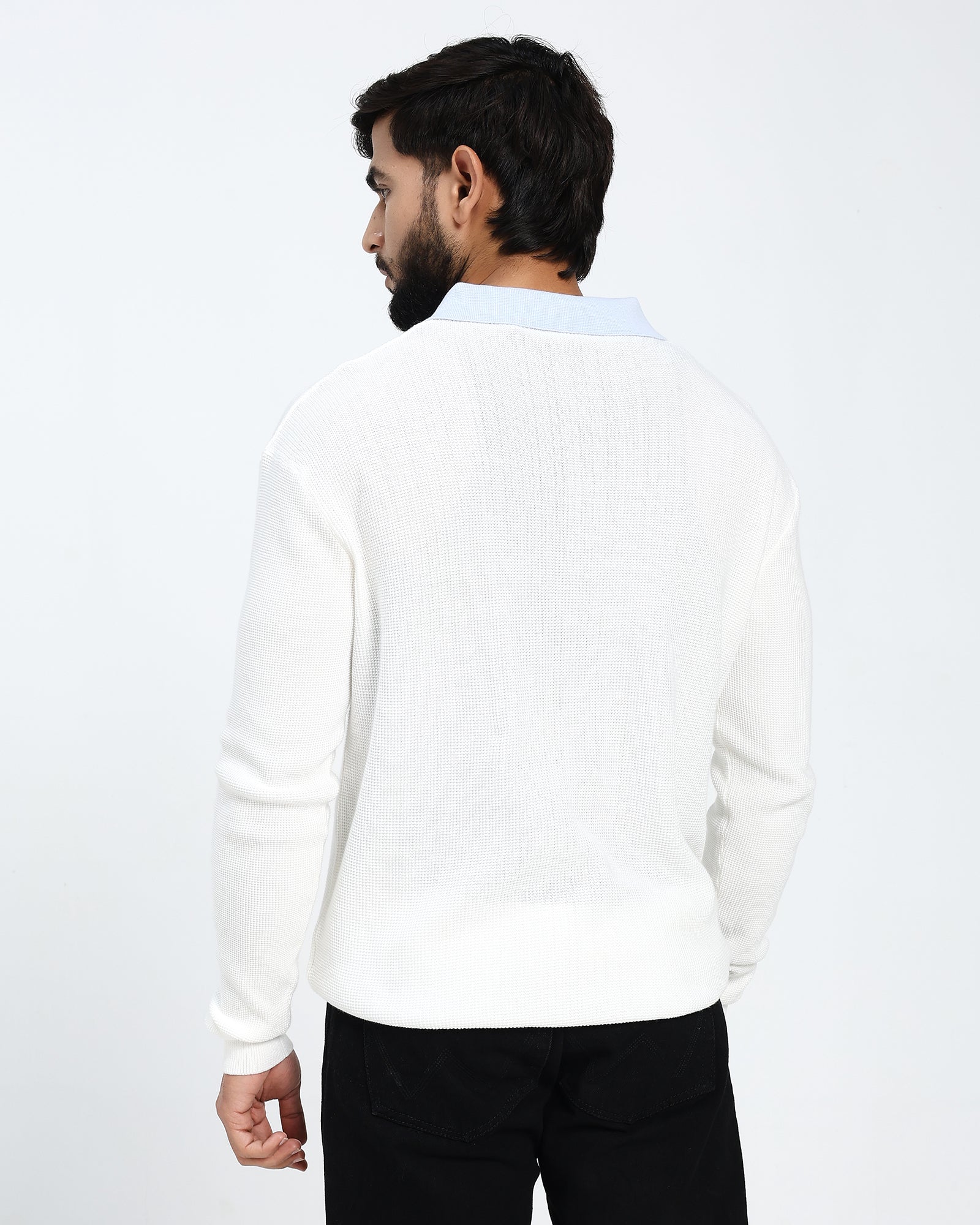 Surgelane Contrast Collar Knit Polo white