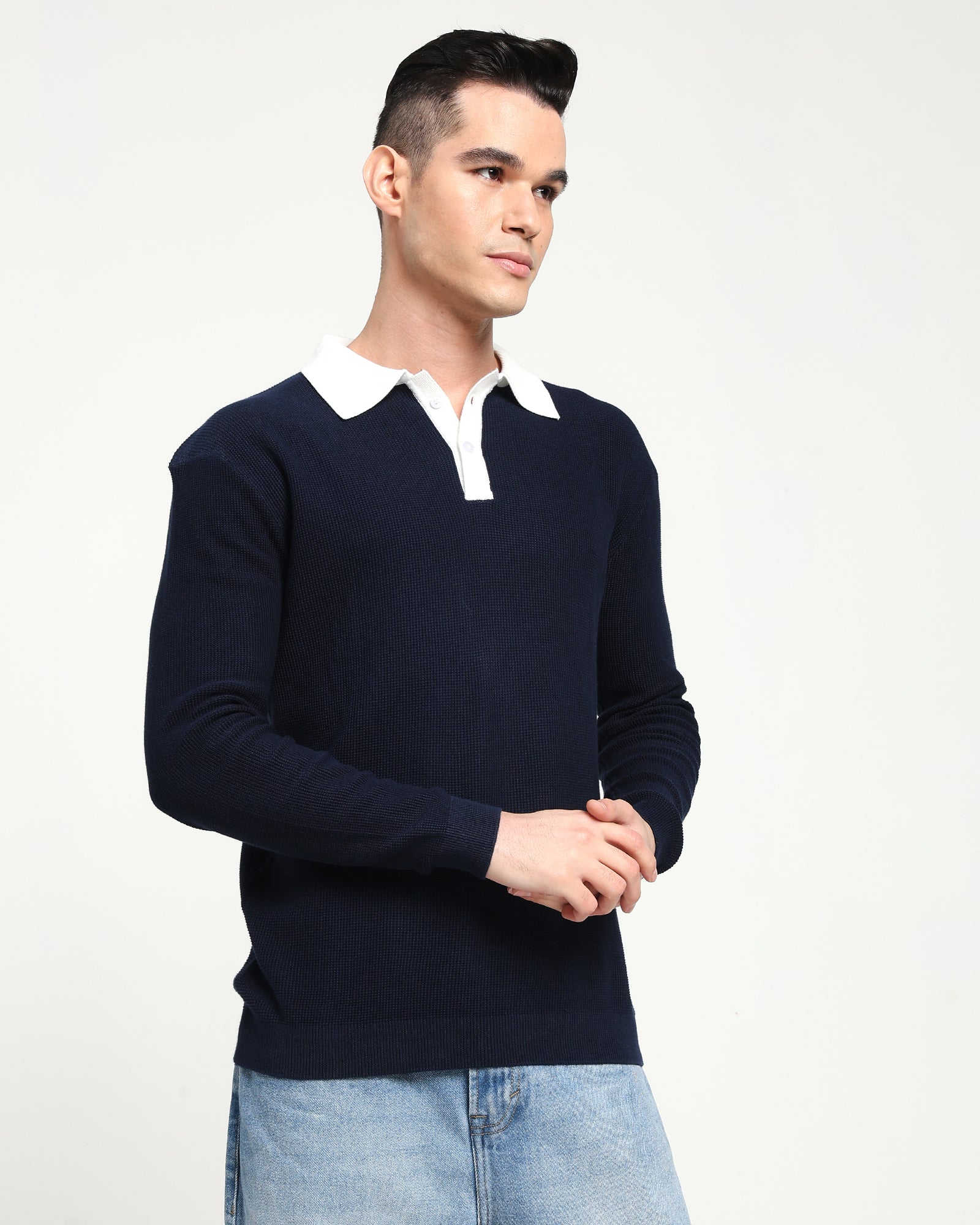 Surgelane Contrast Collar Full Sleeve Polo