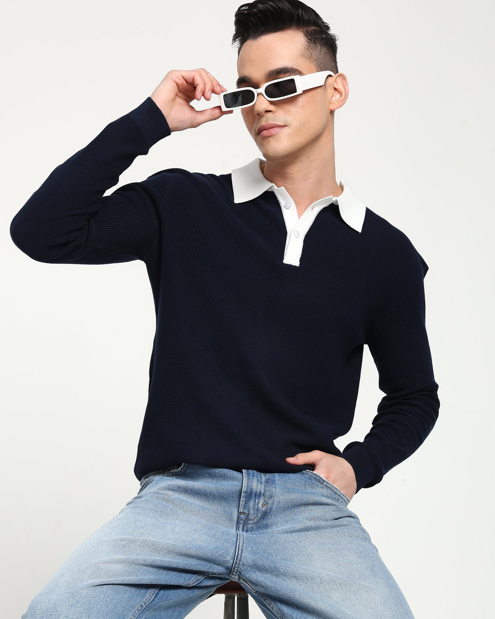 Surgelane Contrast Collar Full Sleeve Polo