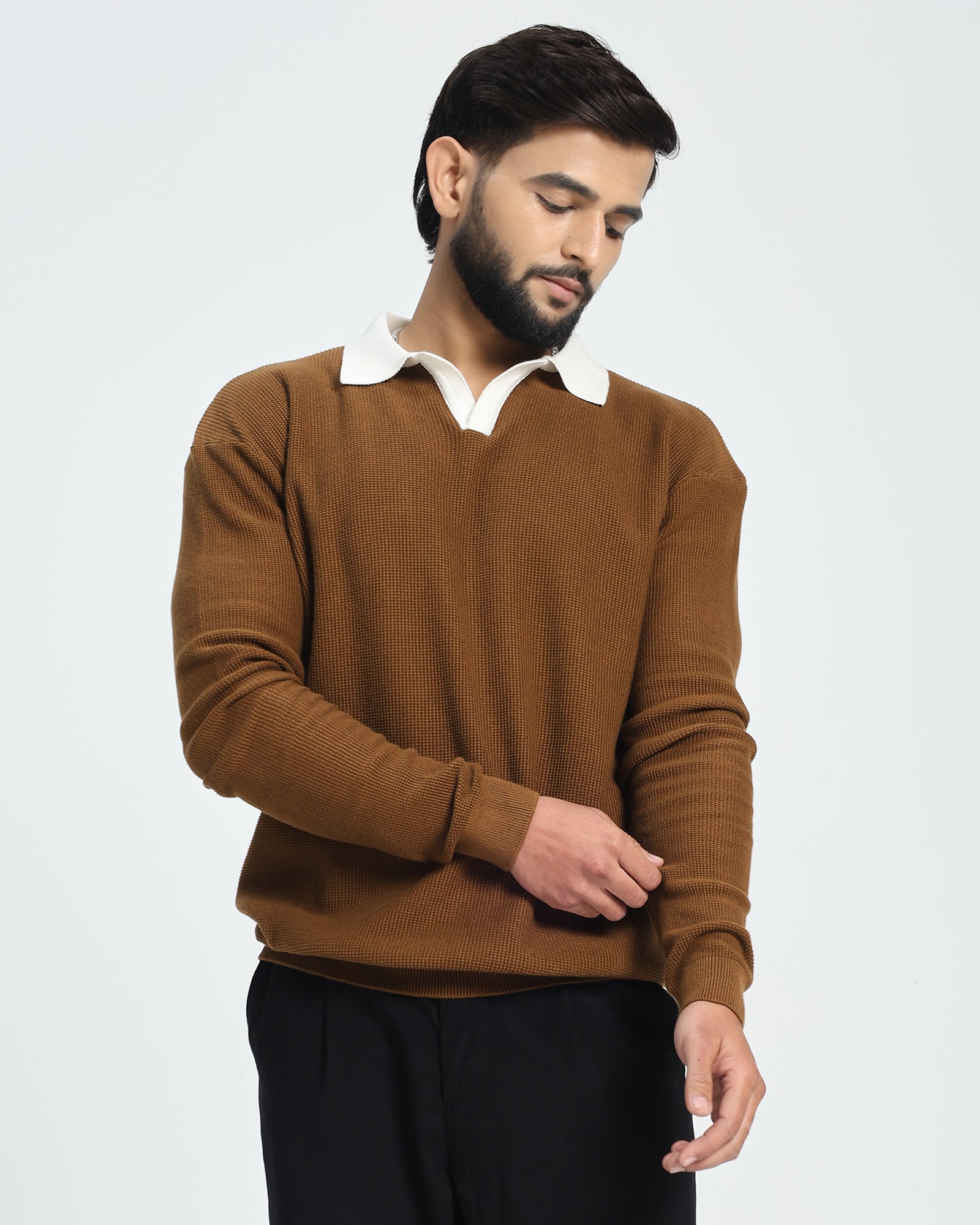Surgelane Contrast Collar Full Sleeve Polo T-Shirt
