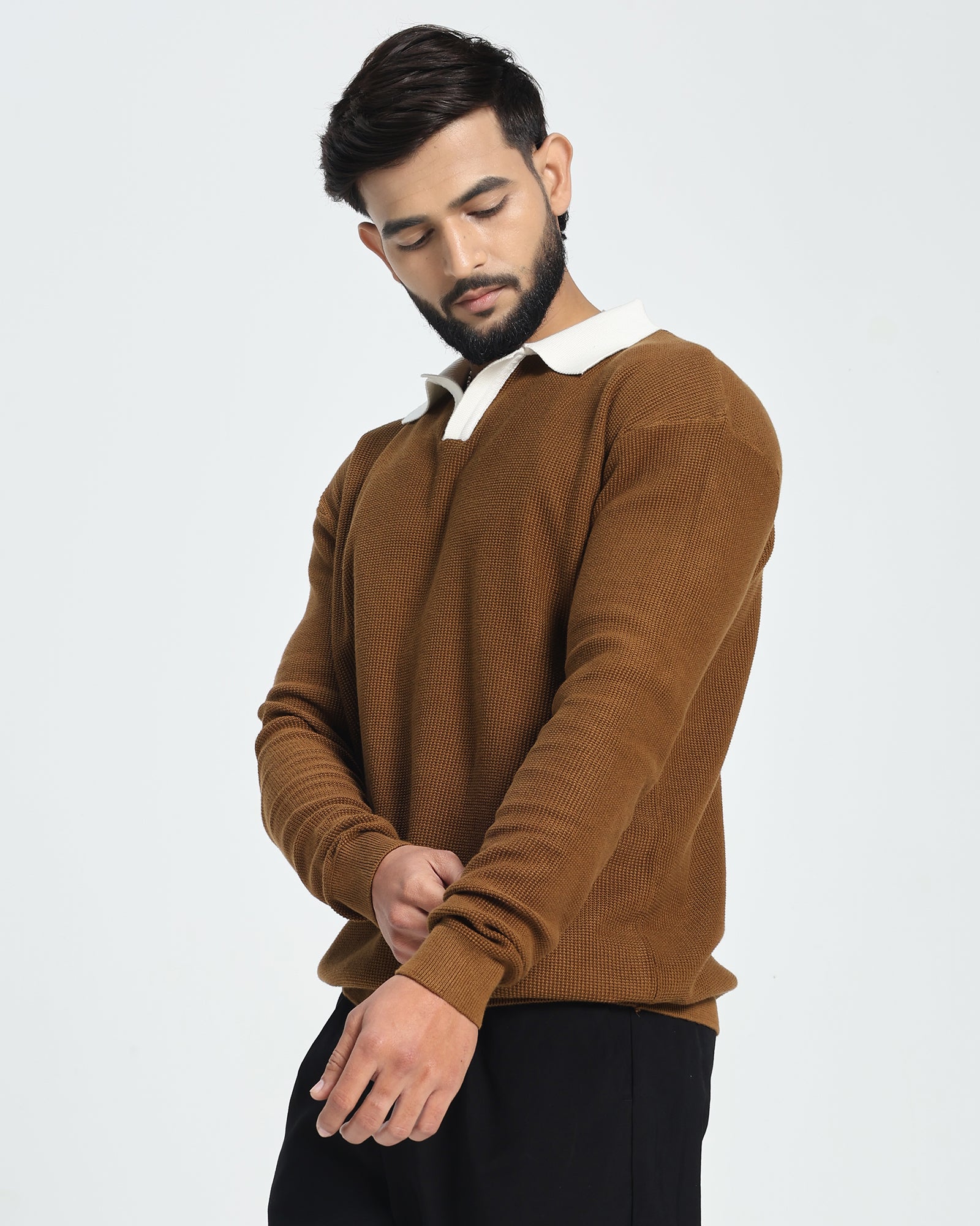 Surgelane Contrast Collar Full Sleeve Polo T-Shirt