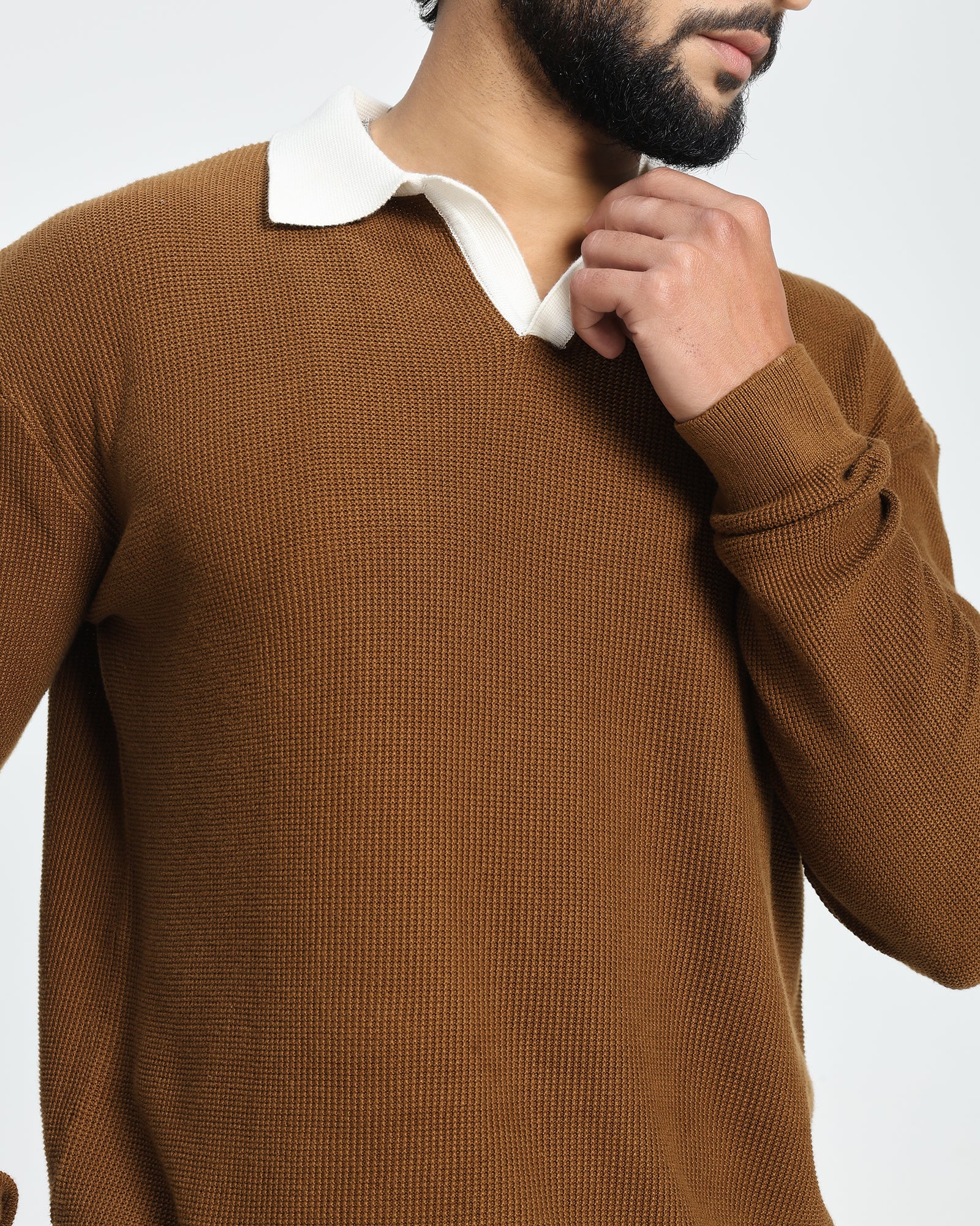 Surgelane Contrast Collar Full Sleeve Polo T-Shirt