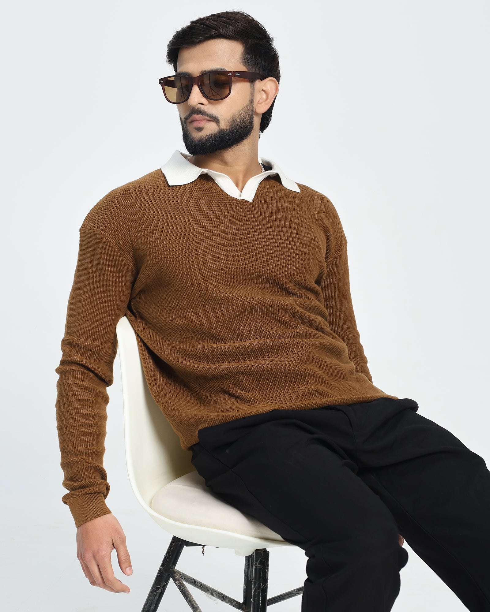 Surgelane Contrast Collar Full Sleeve Polo T-Shirt