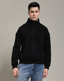 Oversized Half zip sweatshirt (Boxy Fit ) (Black)