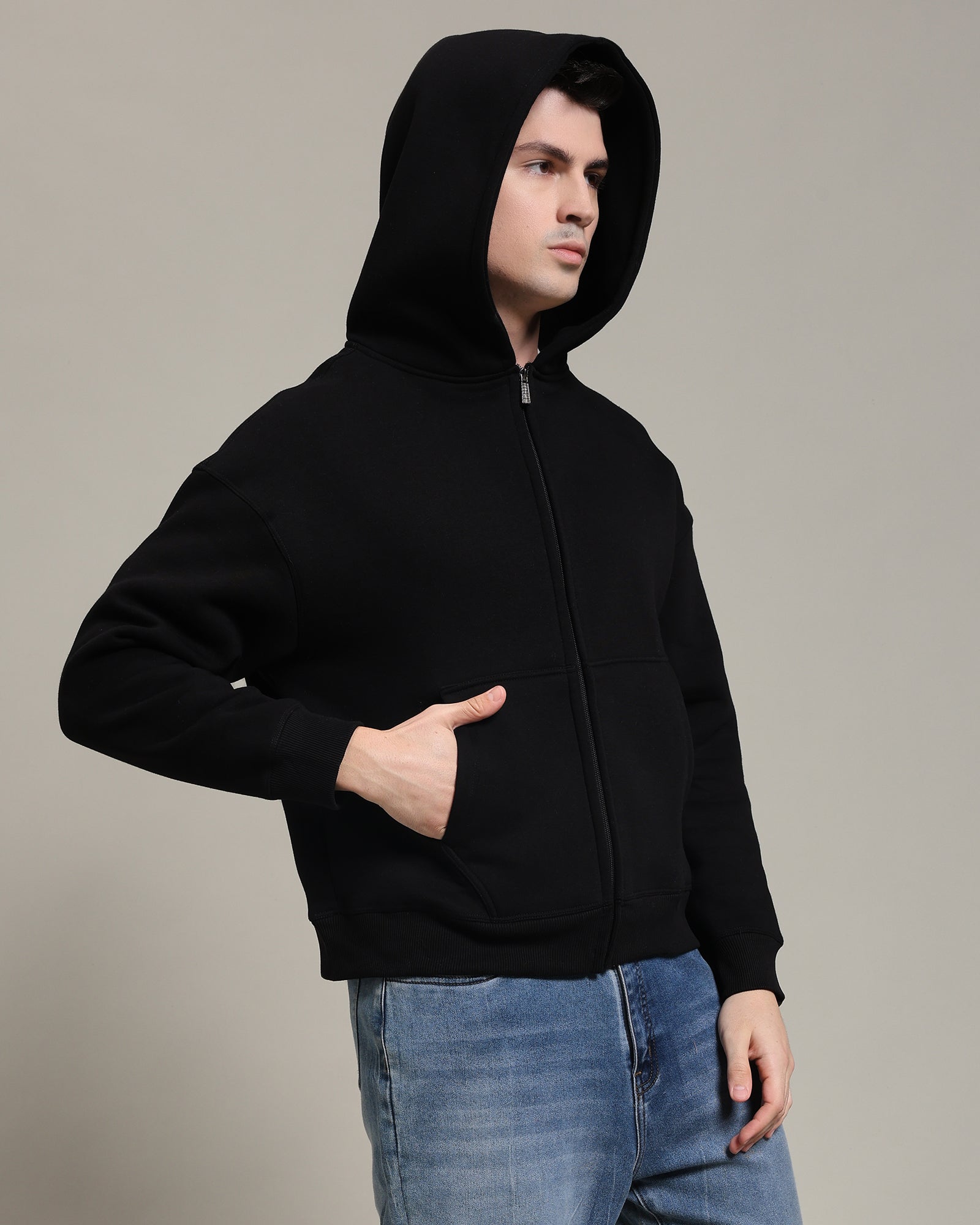 Oversized zipper hoodie (Black)