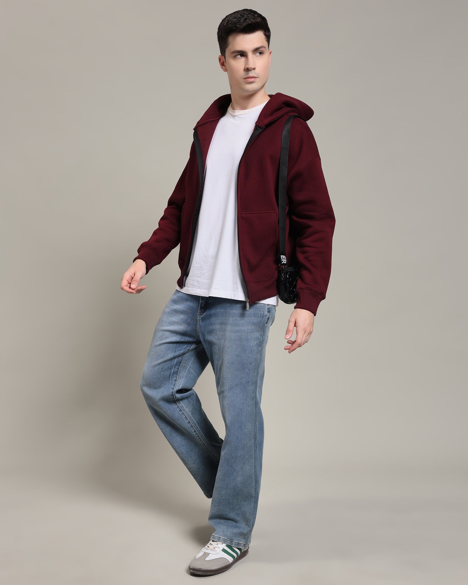 Oversized zipper Hoodie (Maroon)