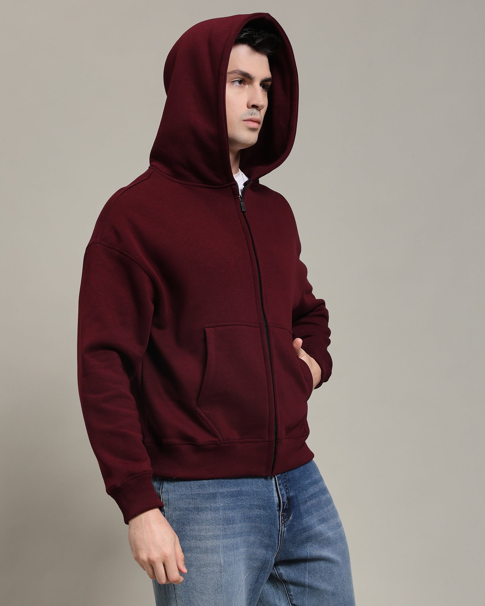 Oversized zipper Hoodie (Maroon)