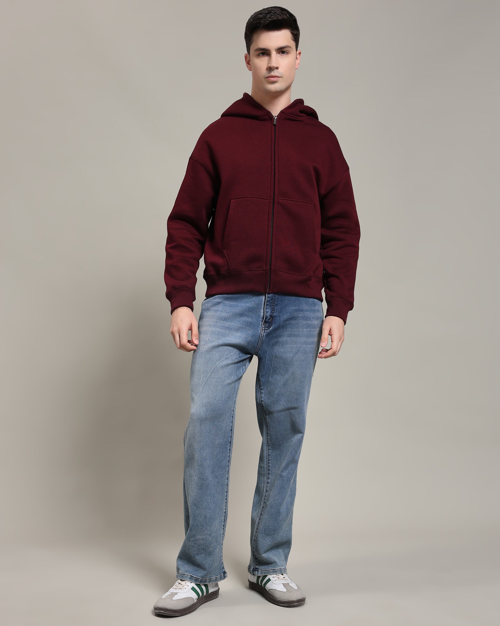 Oversized zipper Hoodie (Maroon)