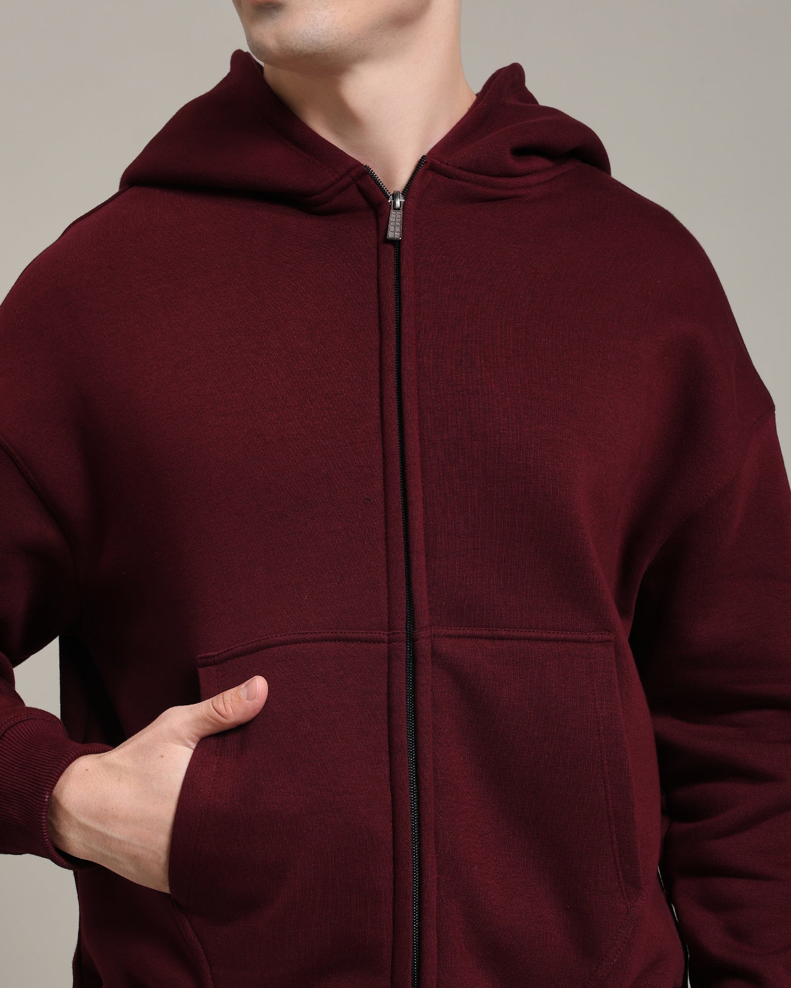 Oversized zipper Hoodie (Maroon)