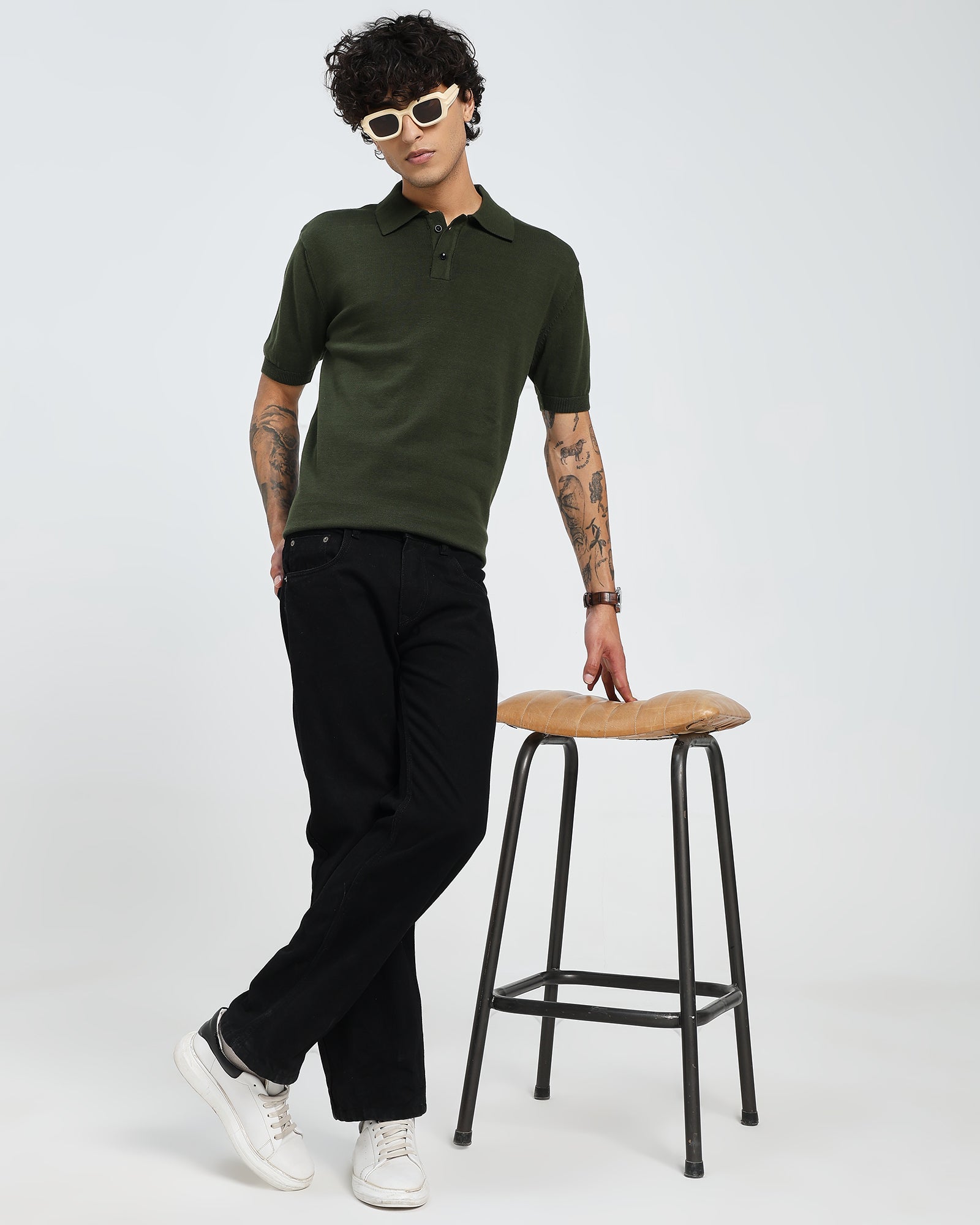 Pureweave Green Knit Polo – Half Sleeve T shirt