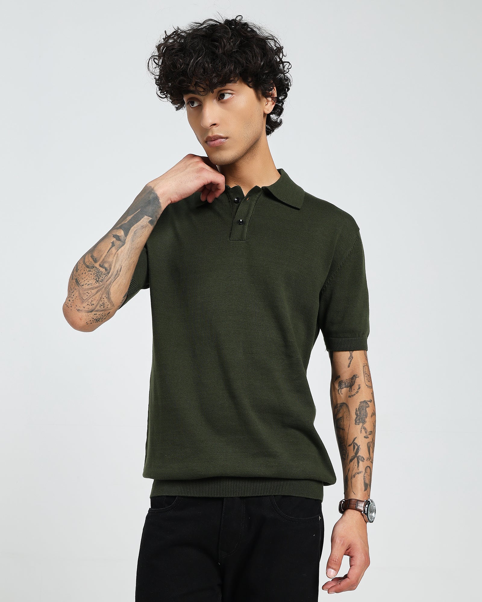 Pureweave Green Knit Polo – Half Sleeve