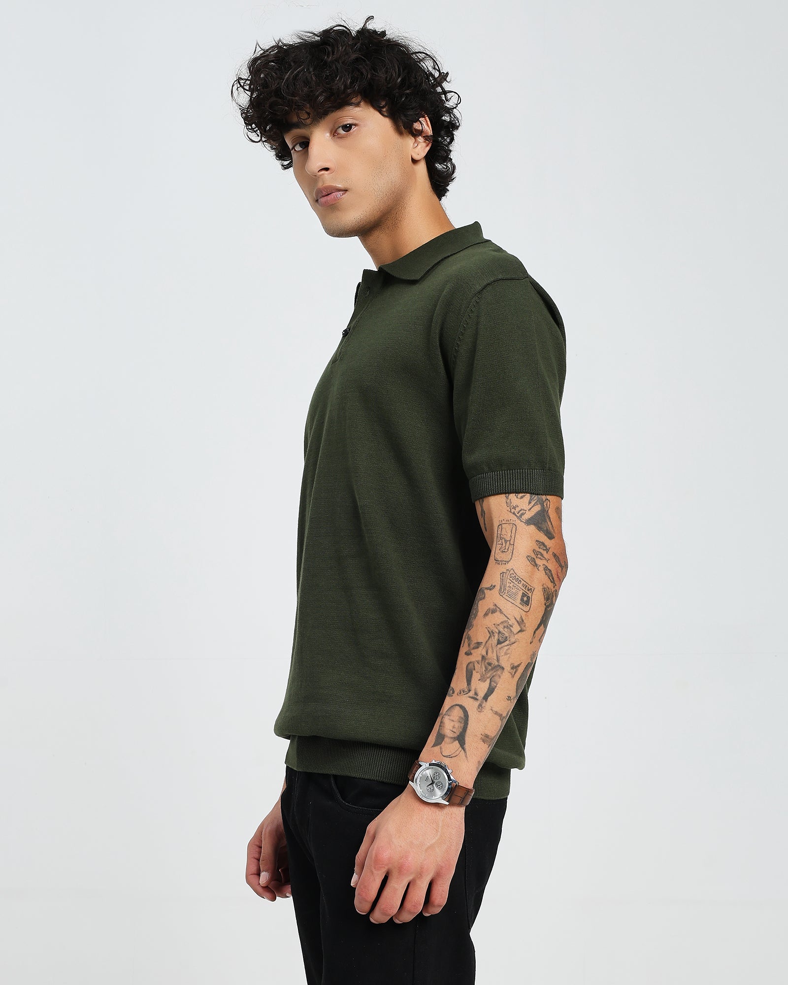 Pureweave Green Knit Polo – Half Sleeve T shirt