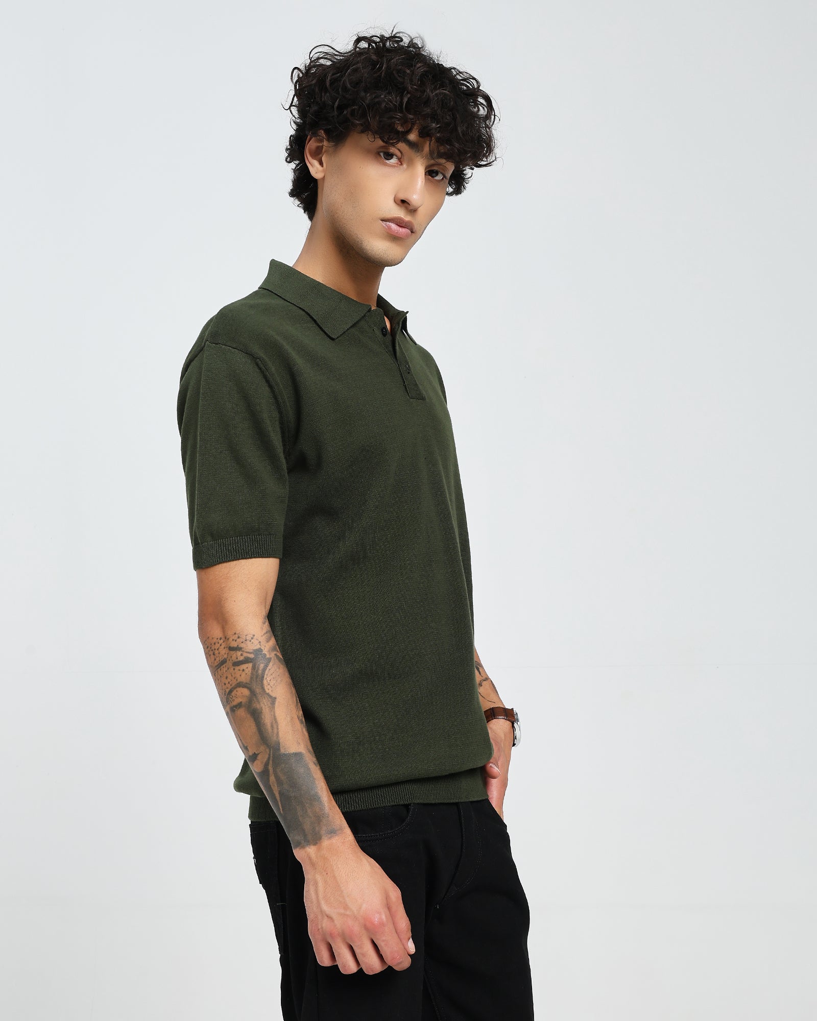Pureweave Green Knit Polo – Half Sleeve T shirt