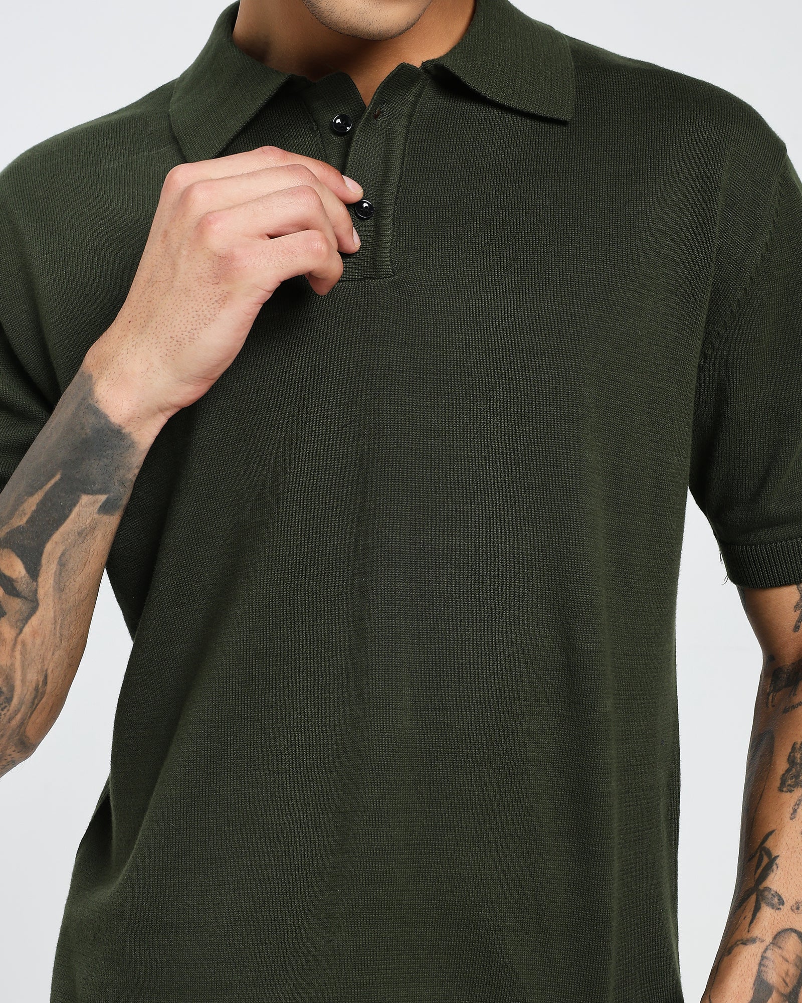 Pureweave Green Knit Polo – Half Sleeve T shirt