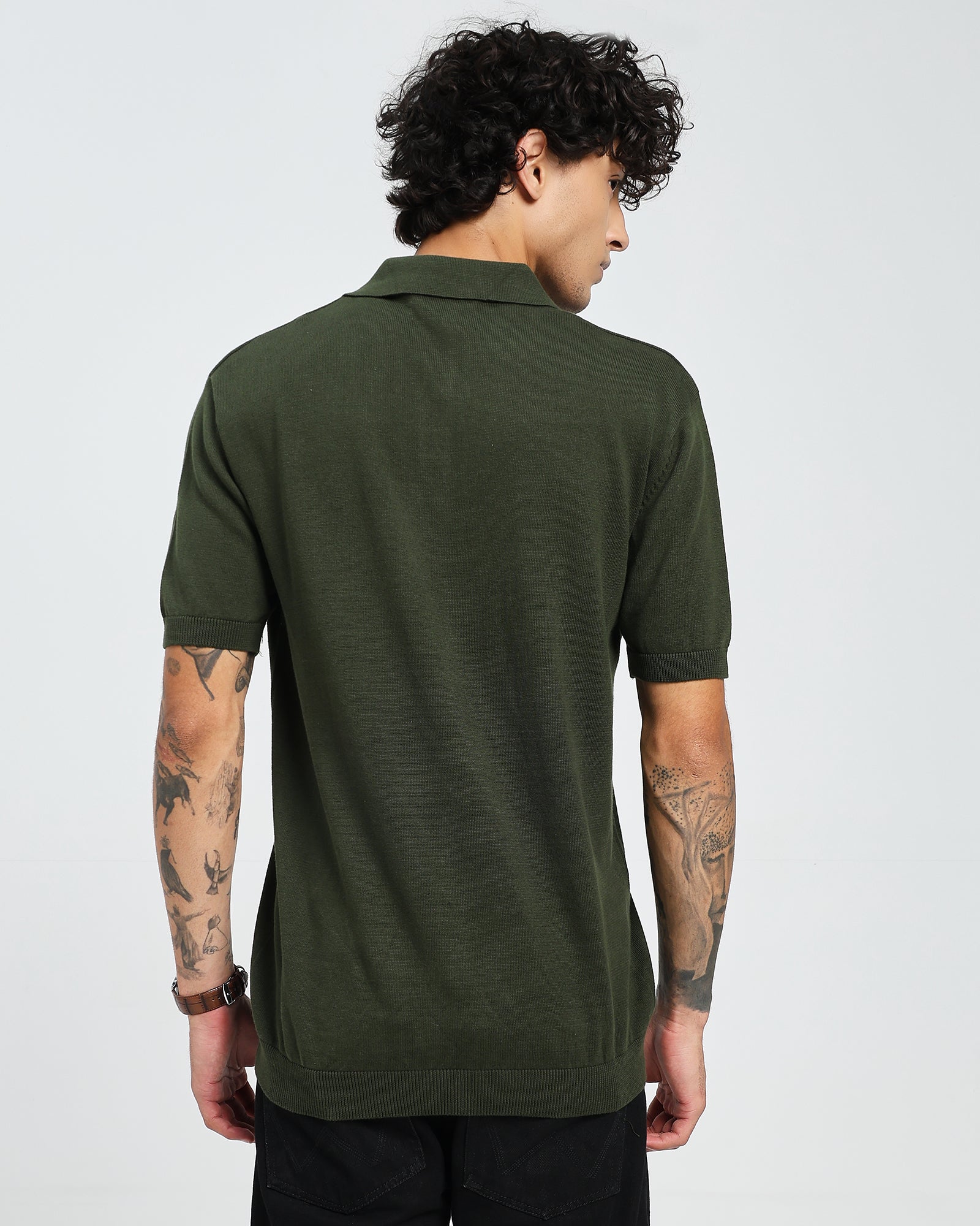 Pureweave Green Knit Polo – Half Sleeve T shirt