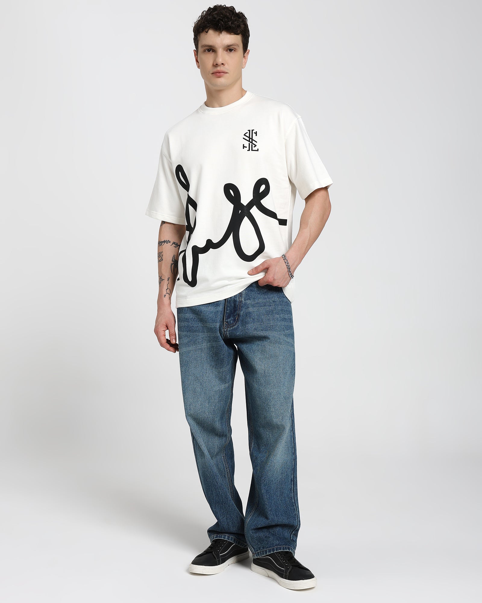 Oversized Printed T-shirt-White