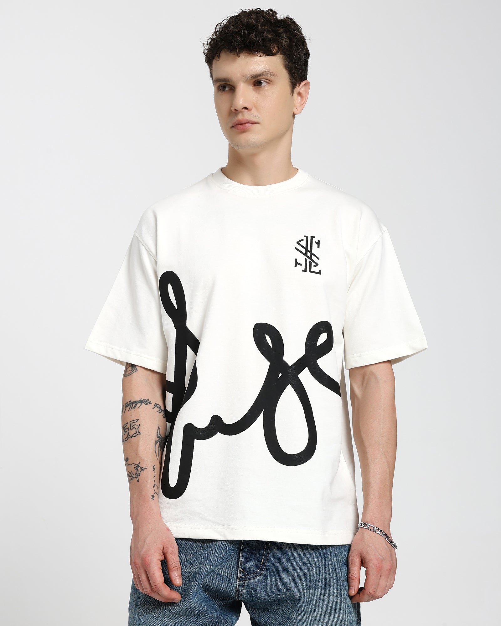 Oversized Printed T-shirt-White