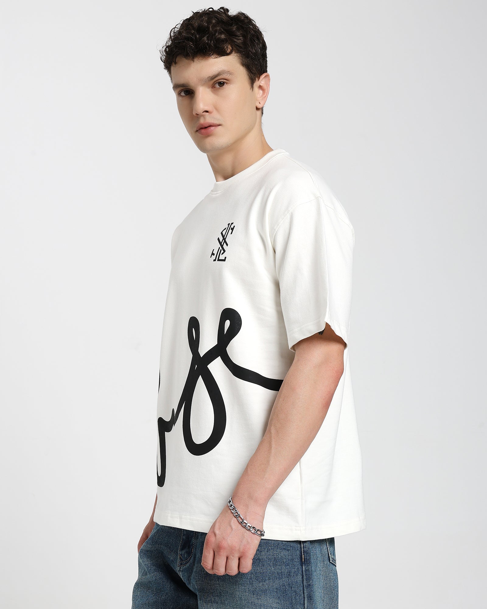 Oversized Printed T-shirt-White