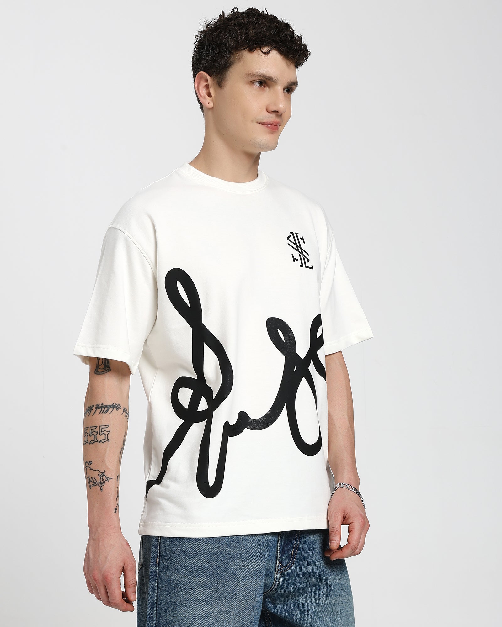 Oversized Printed T-shirt-White