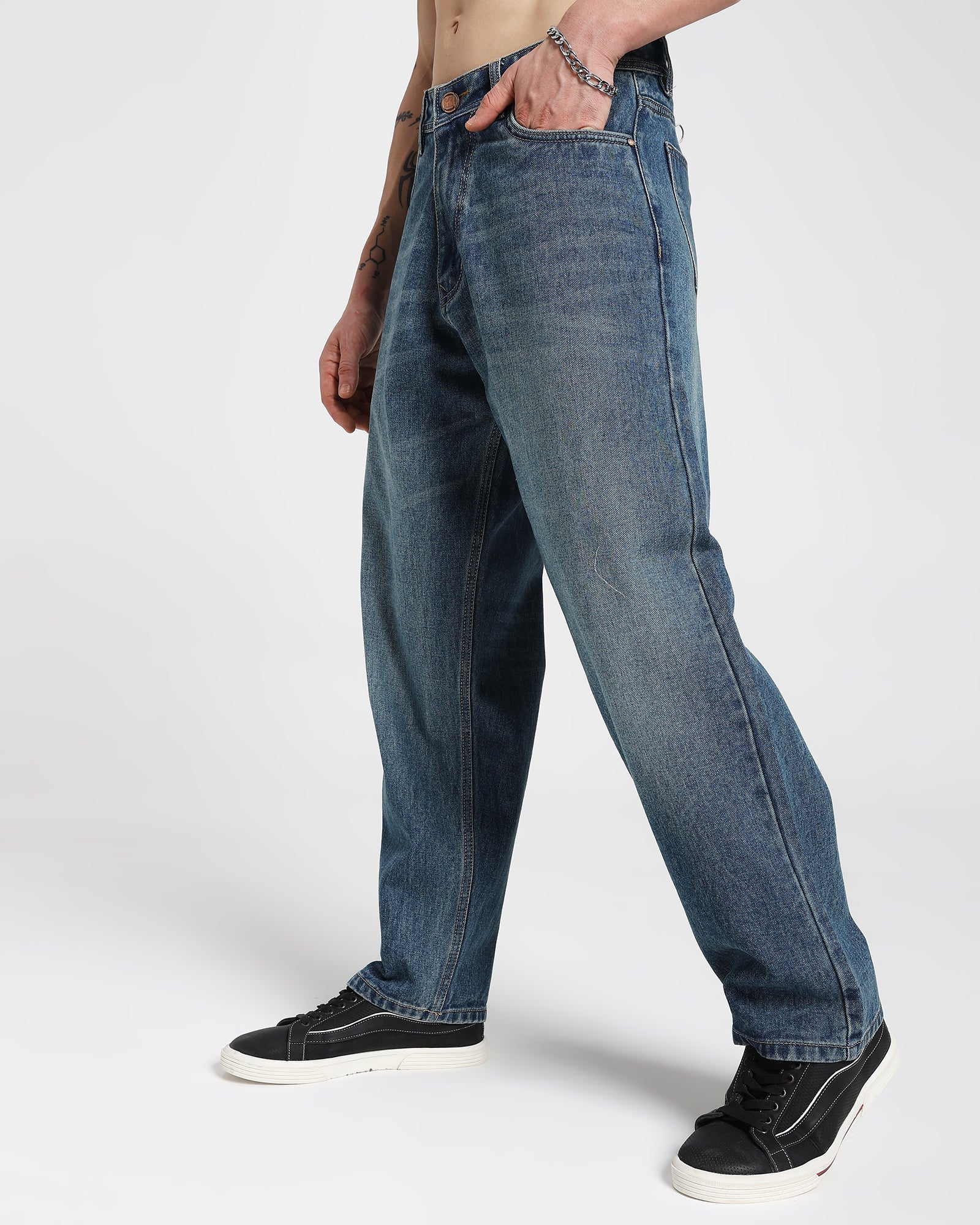 Baggy Fit Jeans-Light Blue