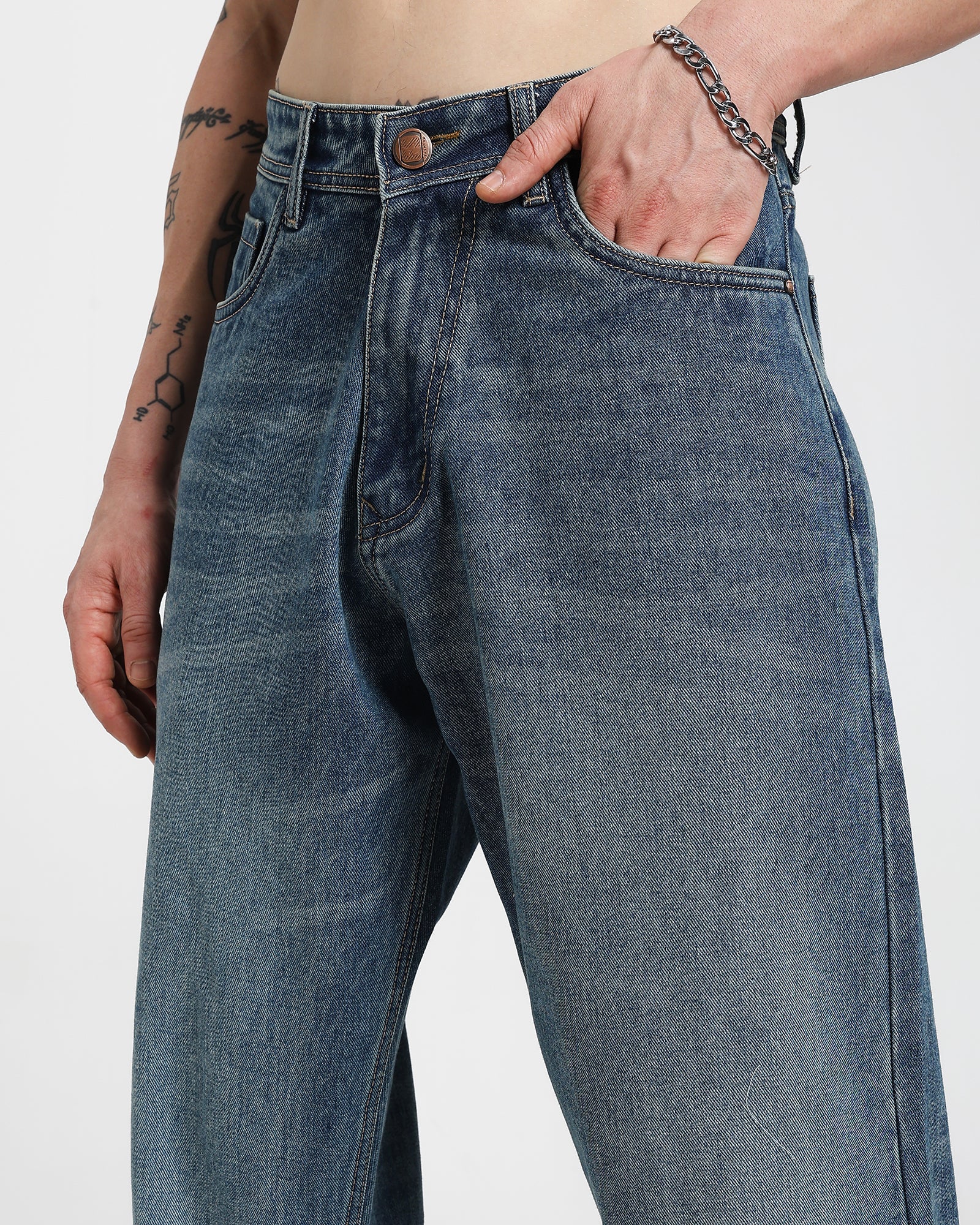 Baggy Fit Jeans-Light Blue