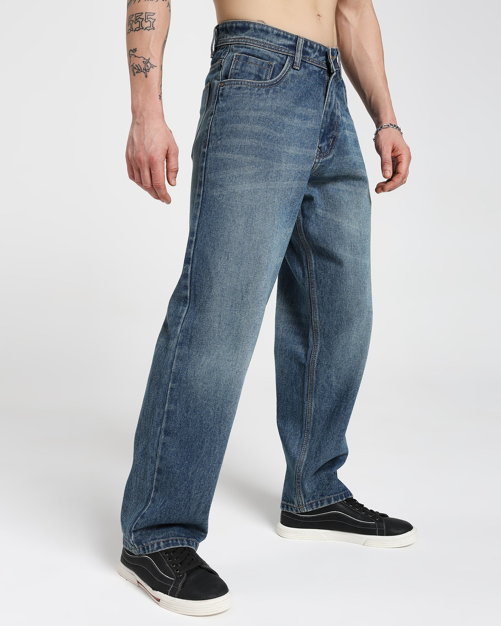 Baggy Fit Jeans-Light Blue