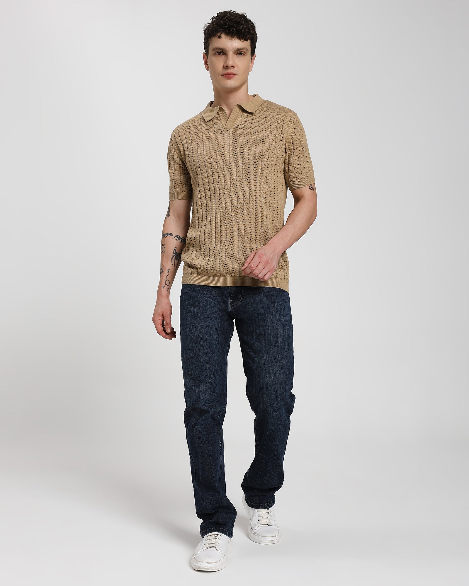 Regular Polo T-Shirt-Beige
