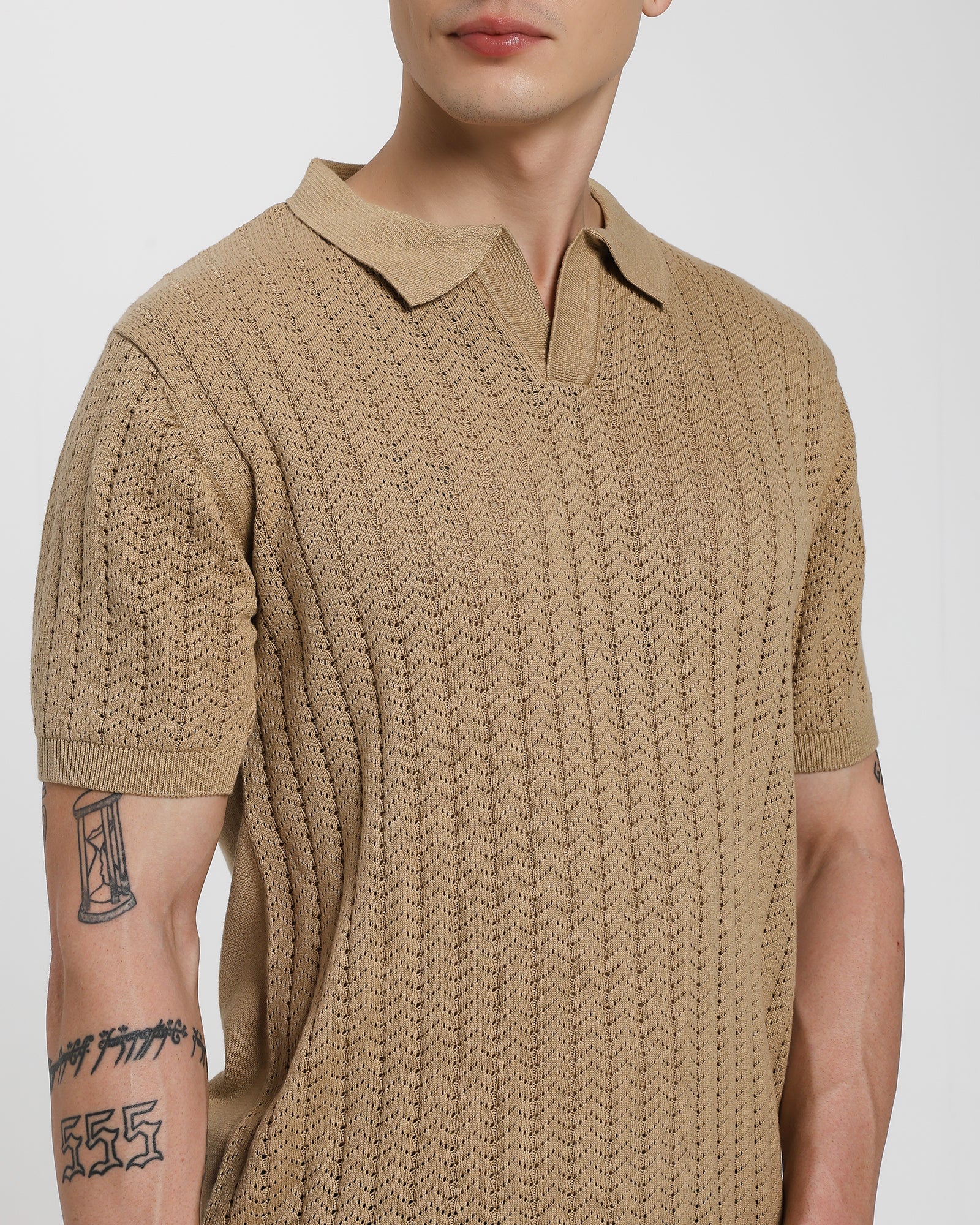 Regular Polo T-Shirt-Beige