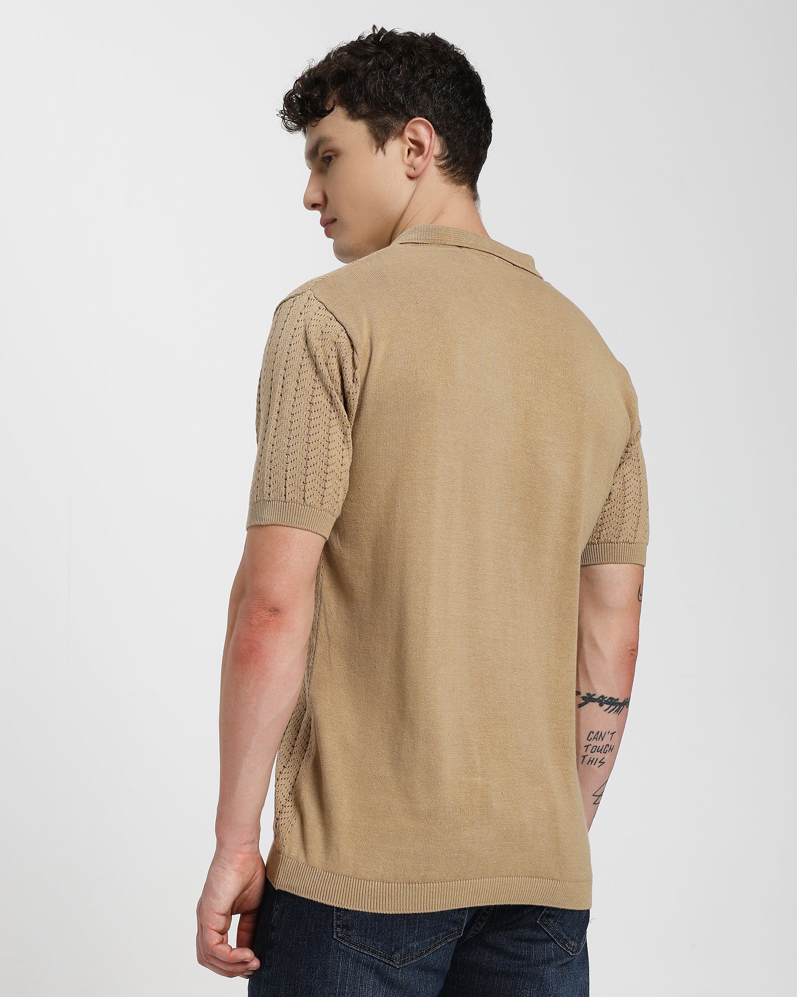 Regular Polo T-Shirt-Beige