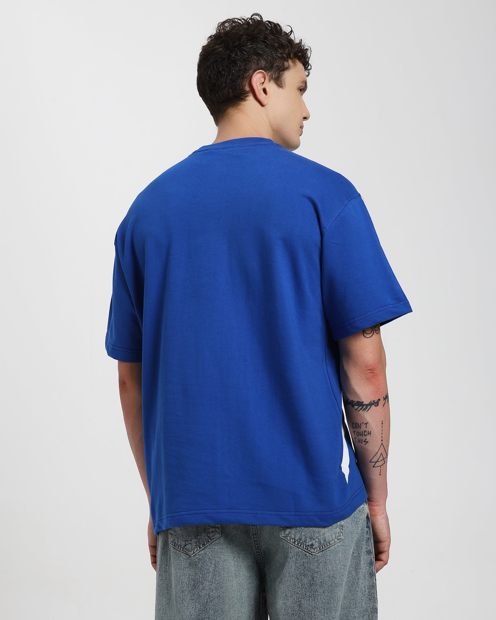 Oversized Printed T-shirt-Navy Blue