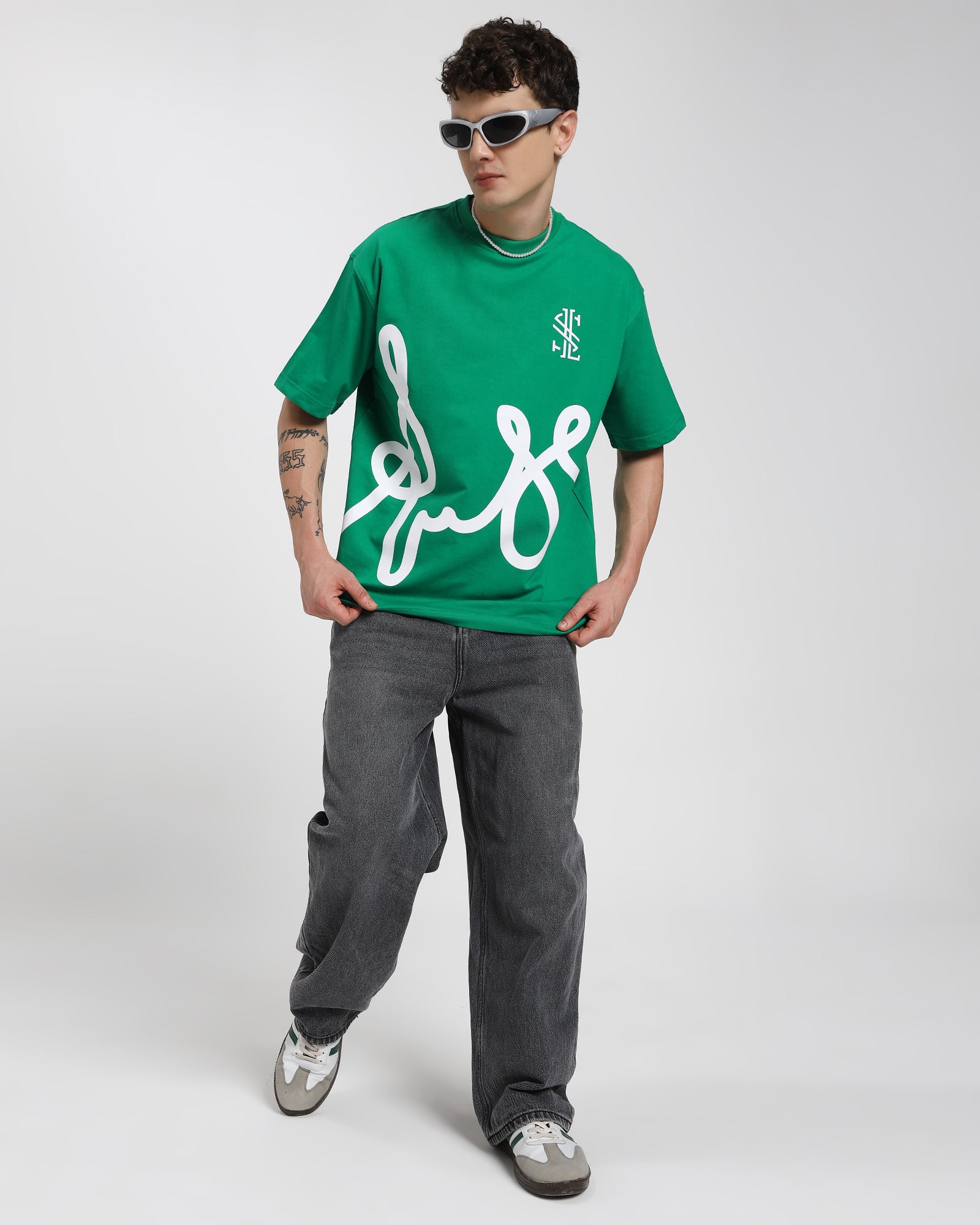 Oversized Printed T-shirt-Green