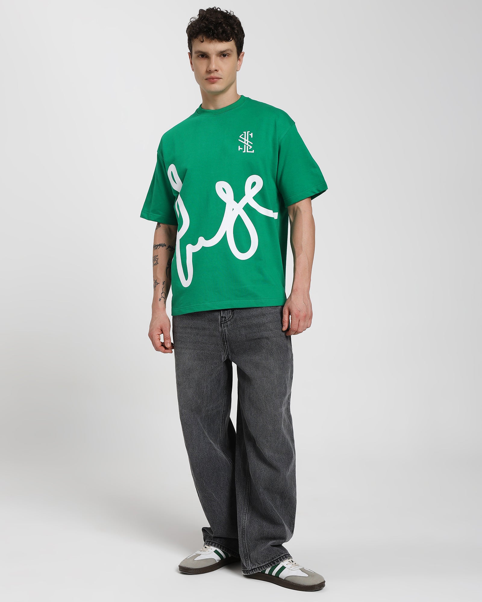 Oversized Printed T-shirt-Green