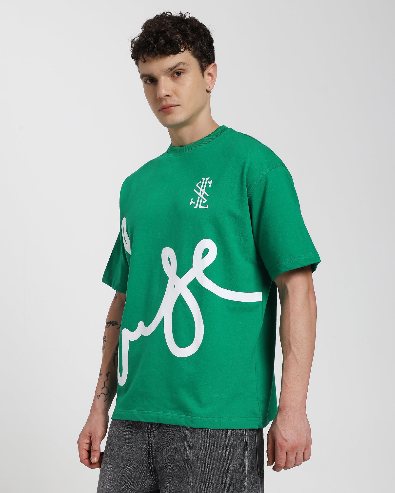 Oversized Printed T-shirt-Green