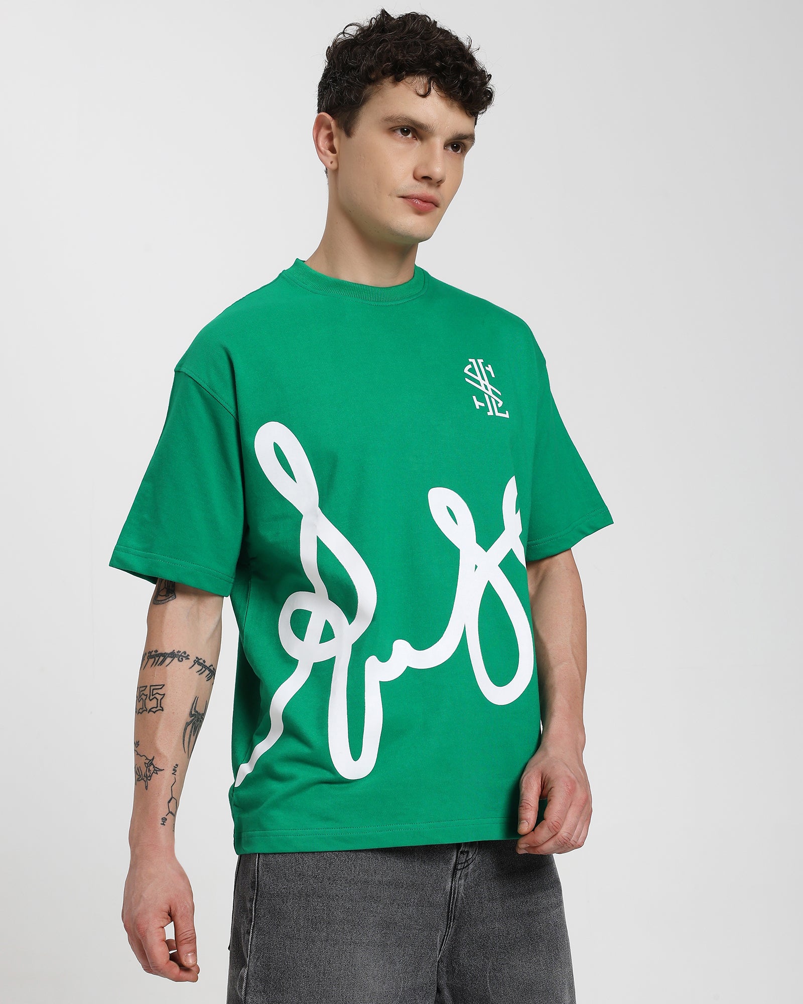 Oversized Printed T-shirt-Green