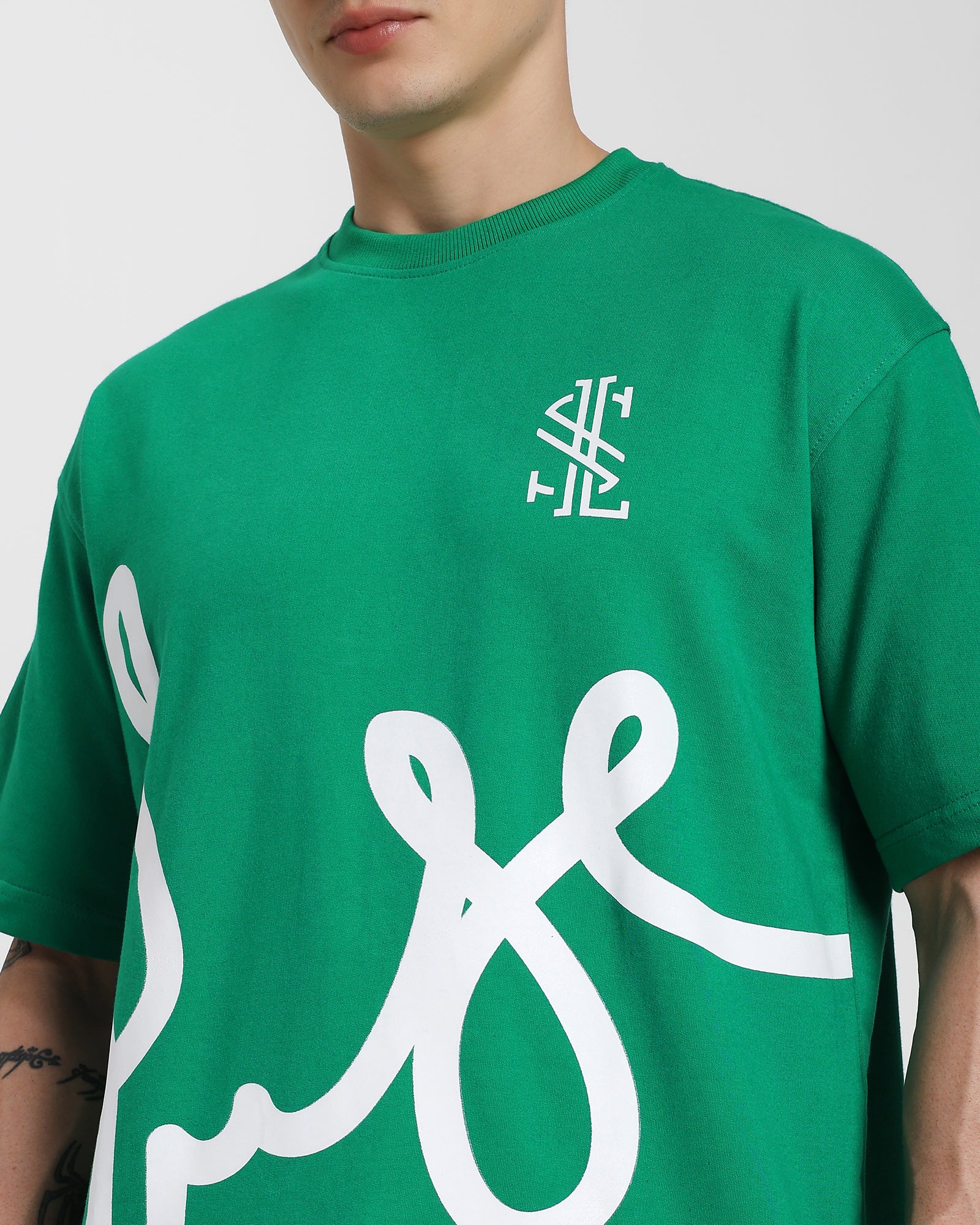 Oversized Printed T-shirt-Green