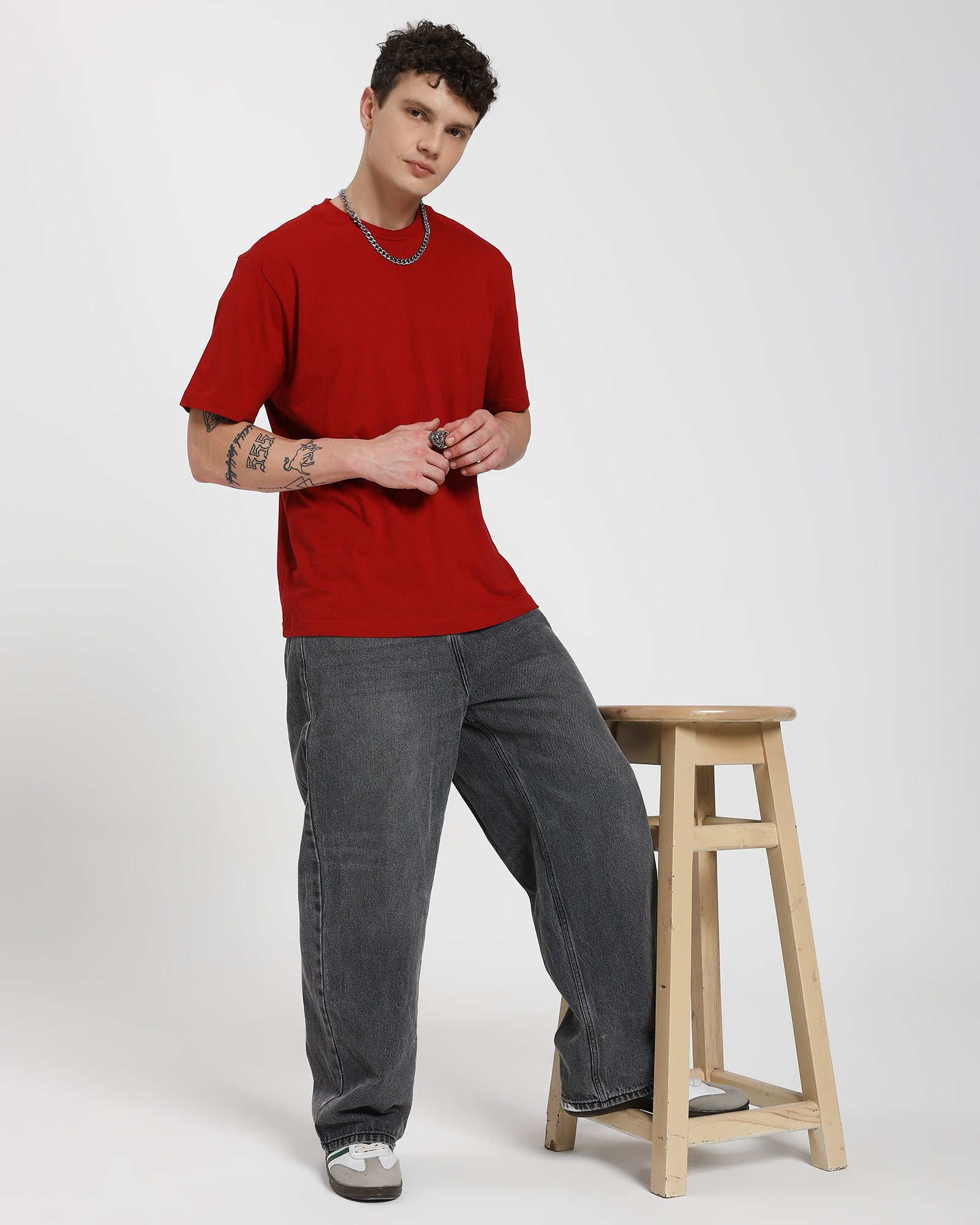 Regular fit T-shirt-Maroon