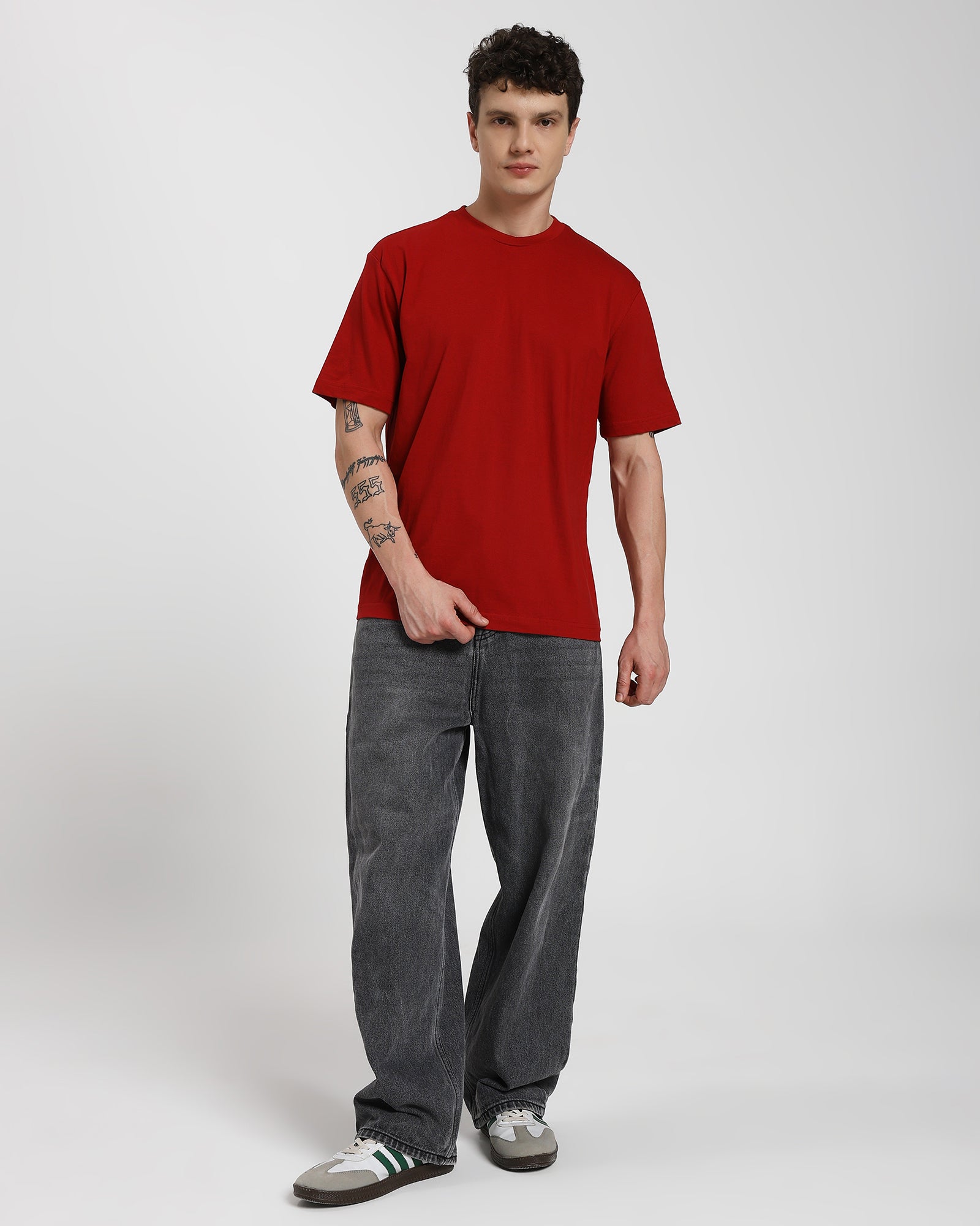 Regular fit T-shirt-Maroon