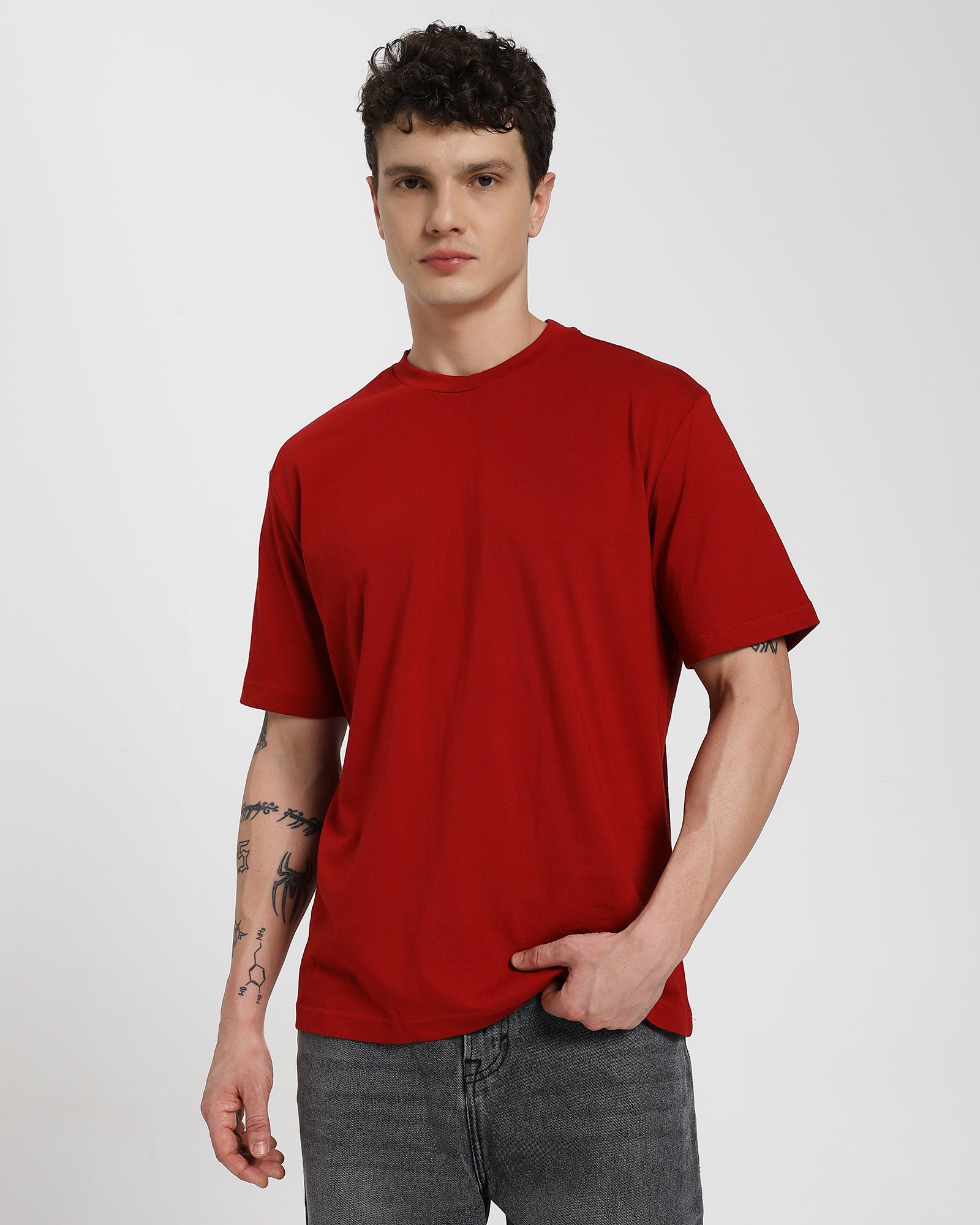 Regular fit T-shirt-Maroon