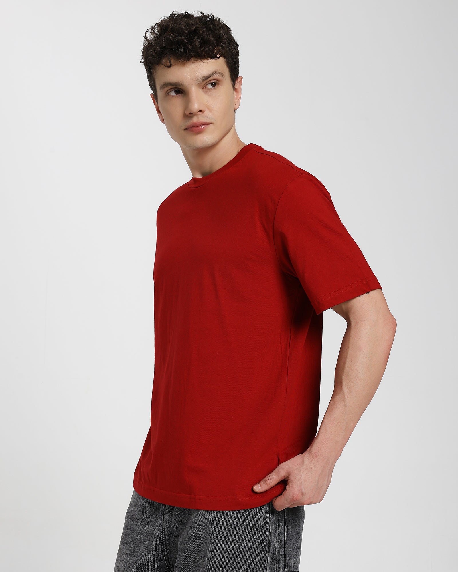 Regular fit T-shirt-Maroon