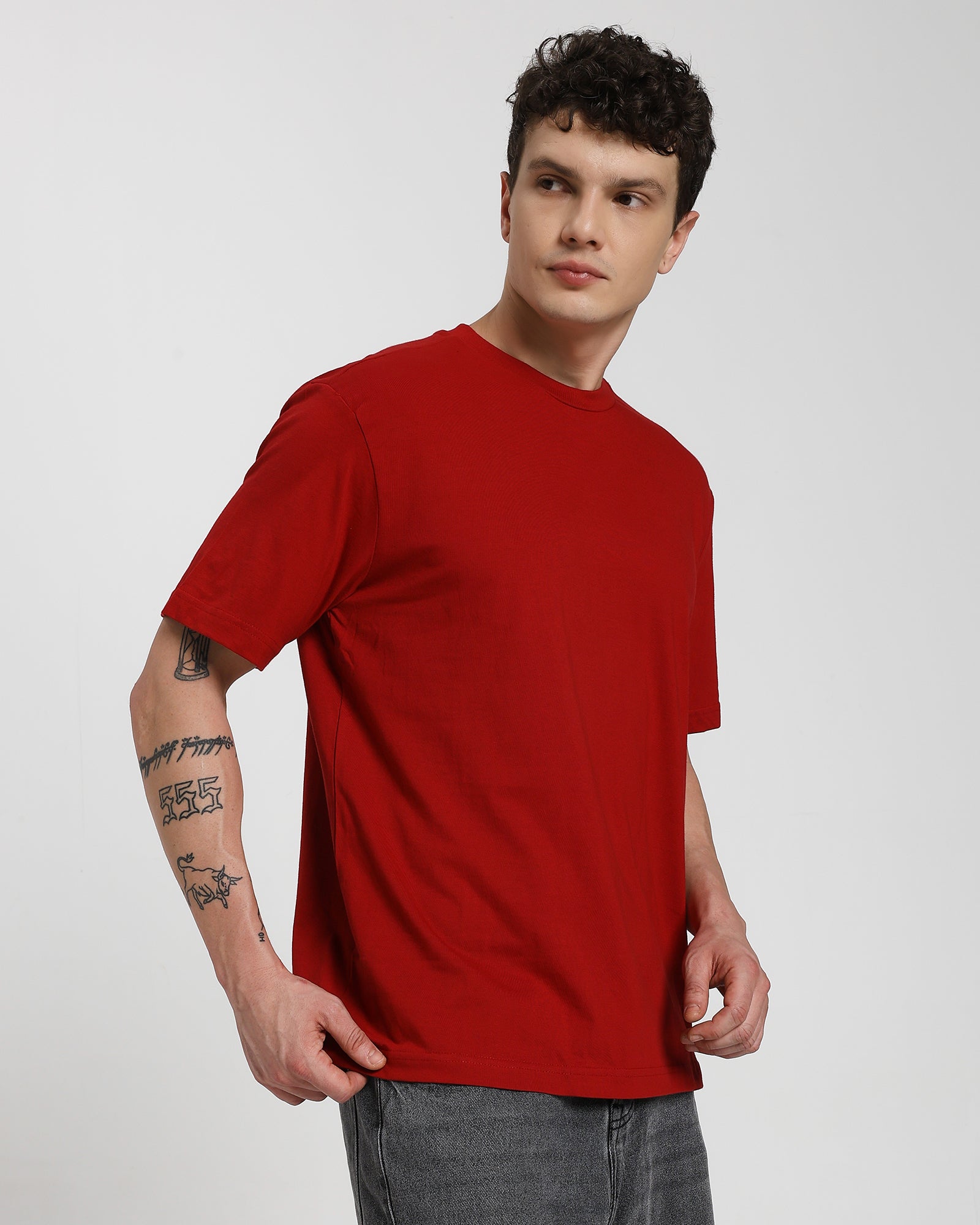 Regular fit T-shirt-Maroon
