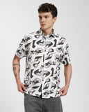 Rayon shirt-Geometric abstract (Grey and black)