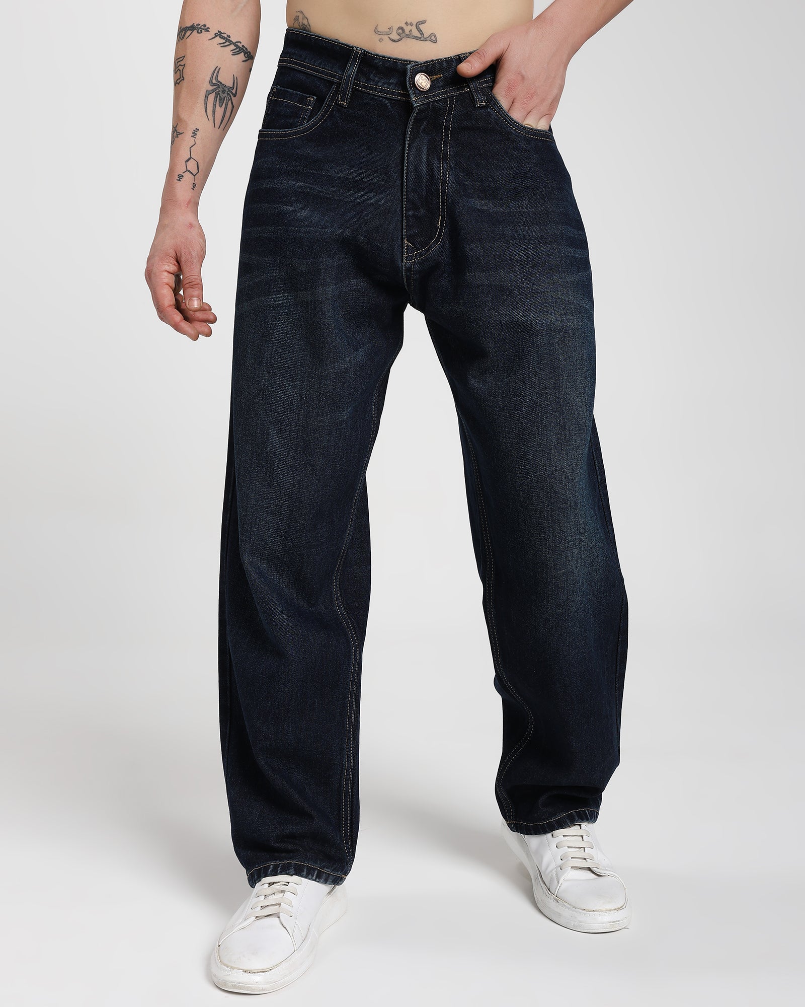 Baggy Fit Jeans-Rich Blue
