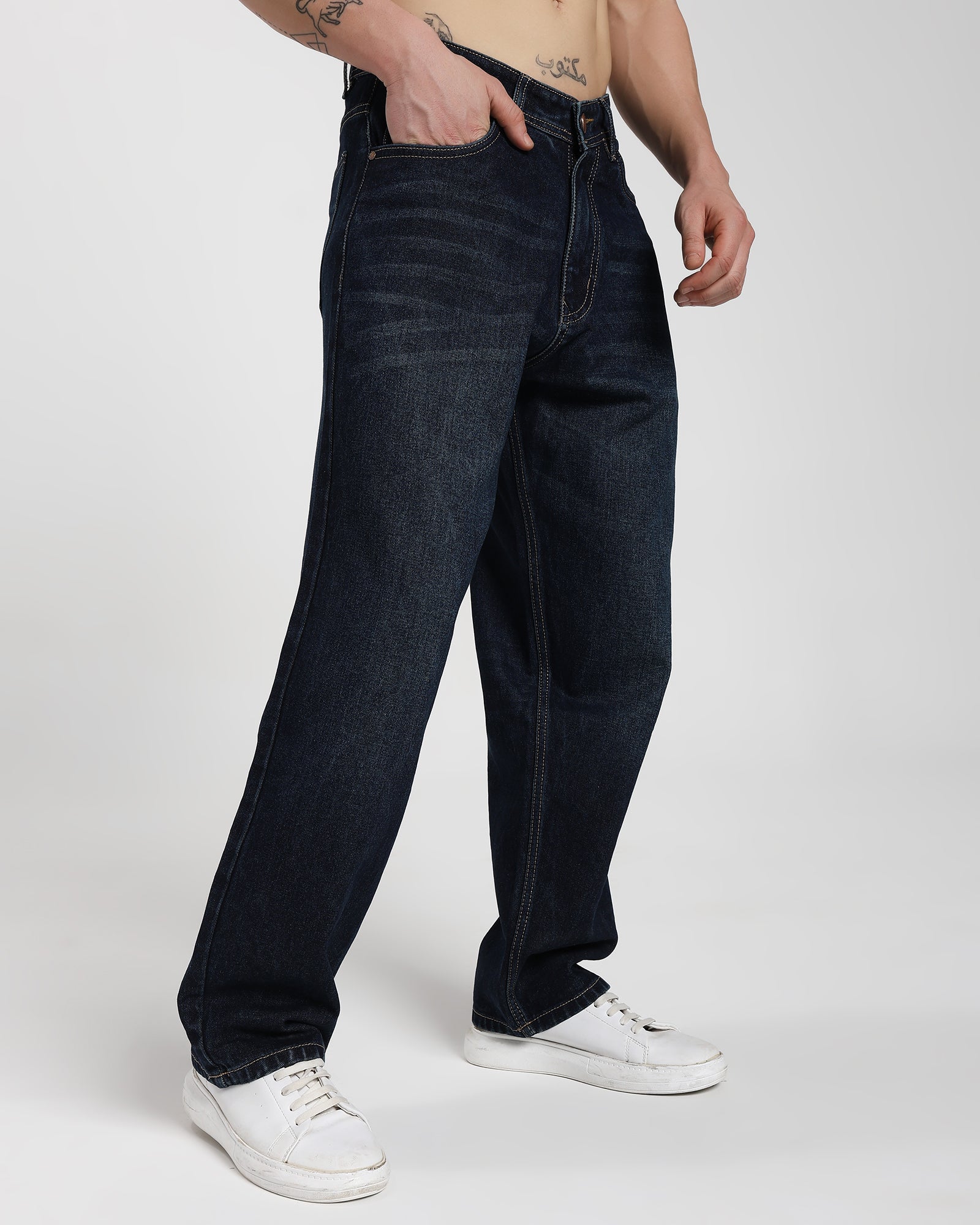 Baggy Fit Jeans-Rich Blue