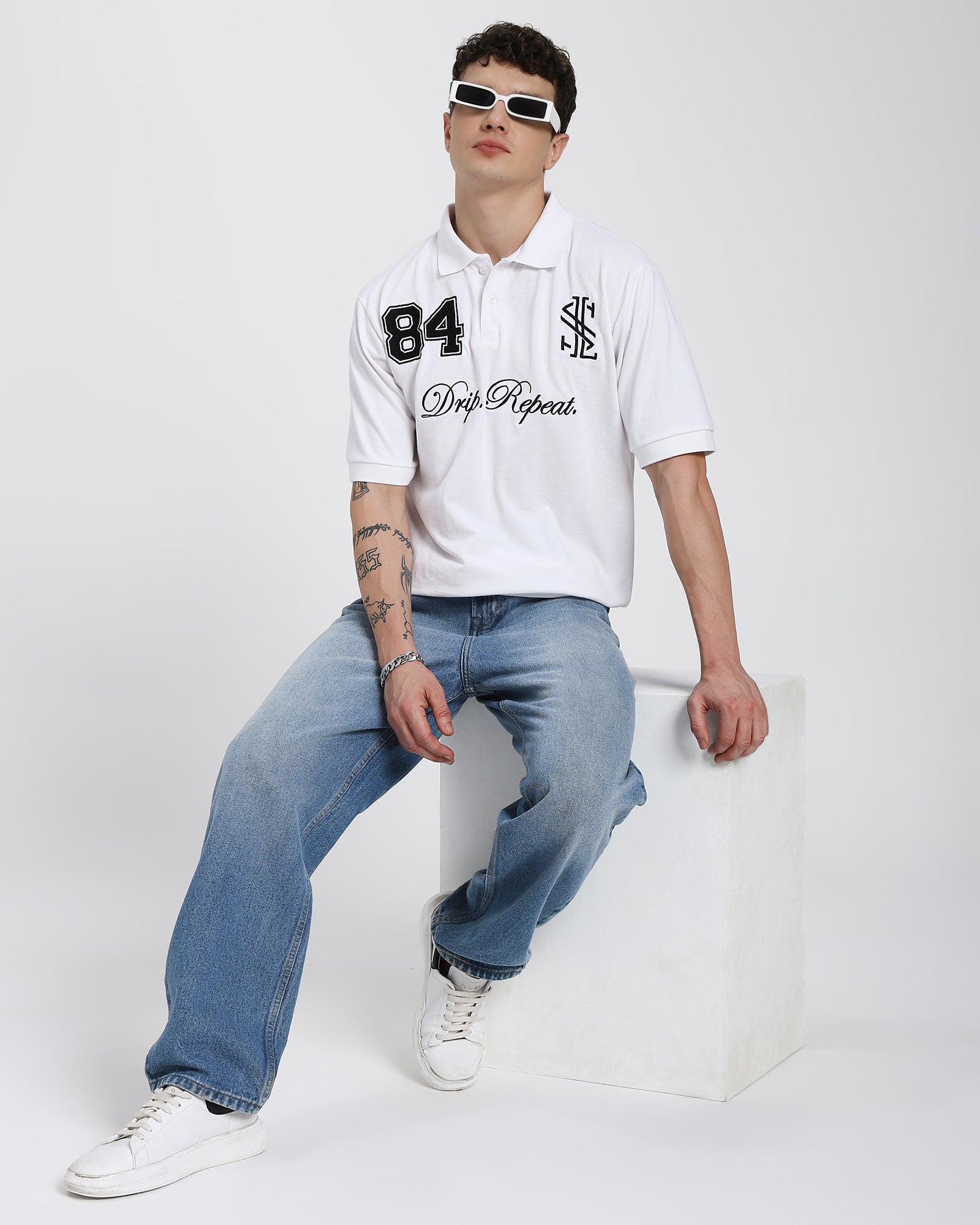 Oversized Polo T-shirt-White