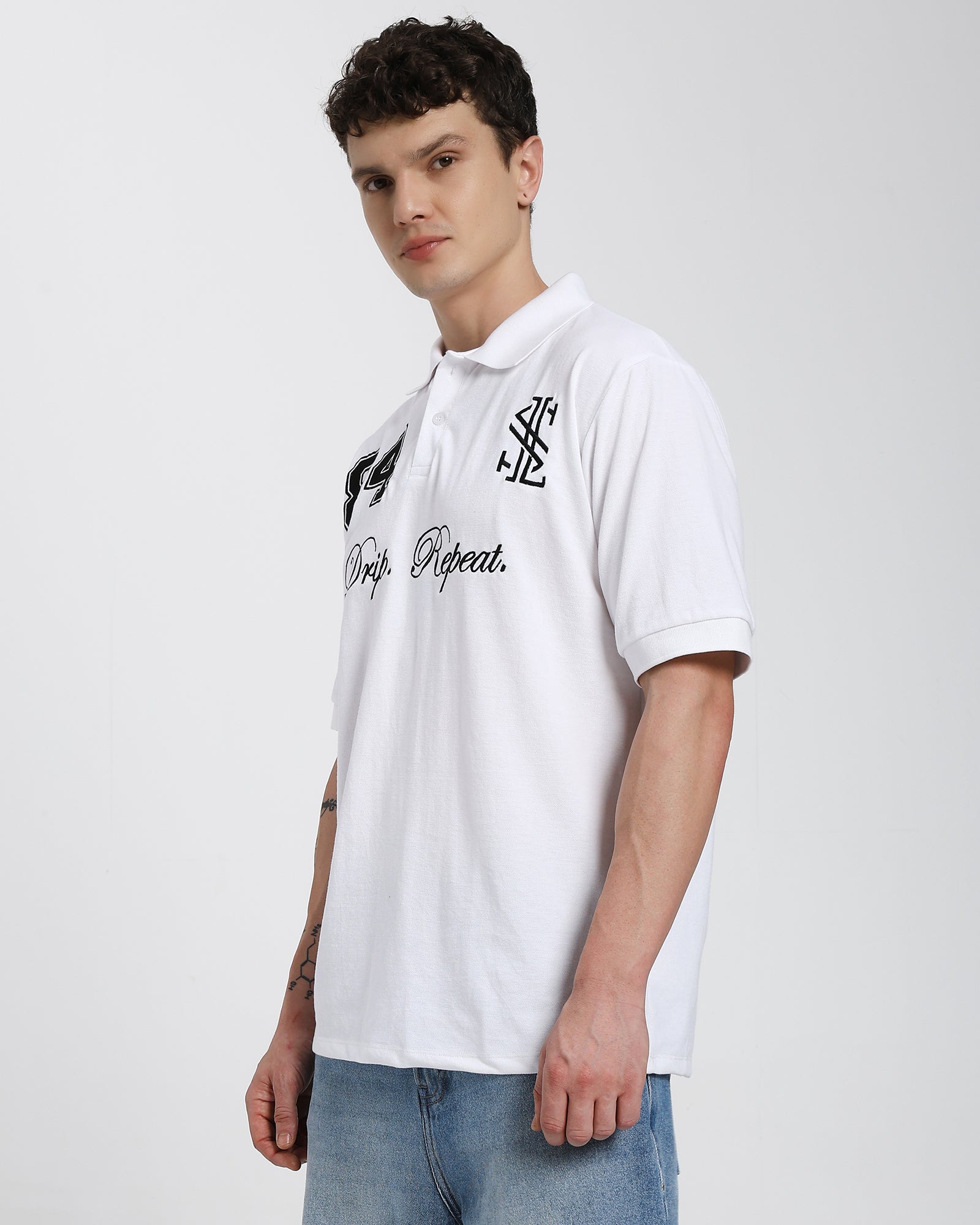 Oversized Polo T-shirt-White