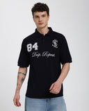 Oversized Polo T-shirt-Black